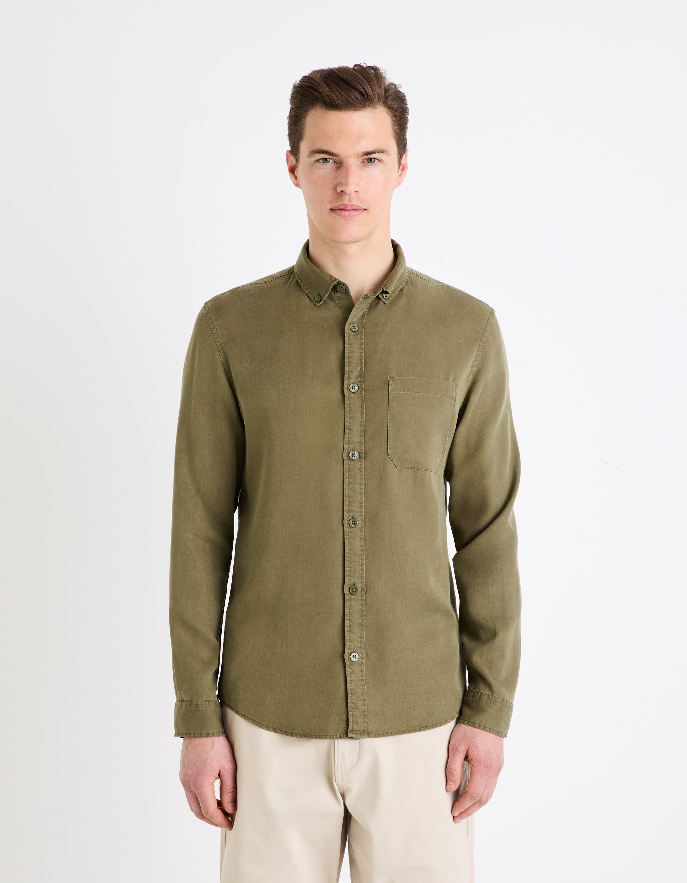 Camasi casual pentru barbati Celio - kaki