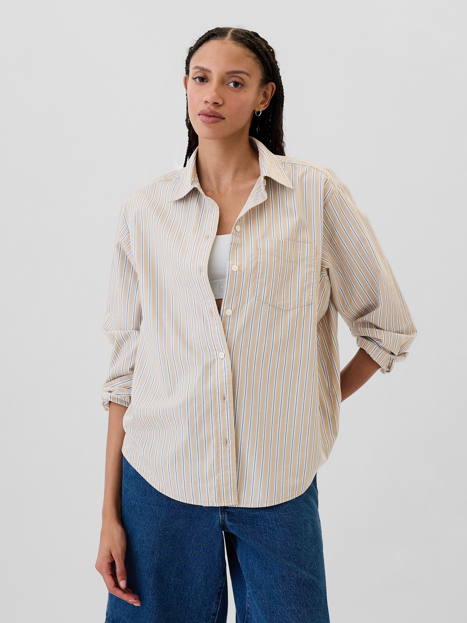 GAP Striped Oversize Shirt Poplin Big Shirt - Women&#039;s
