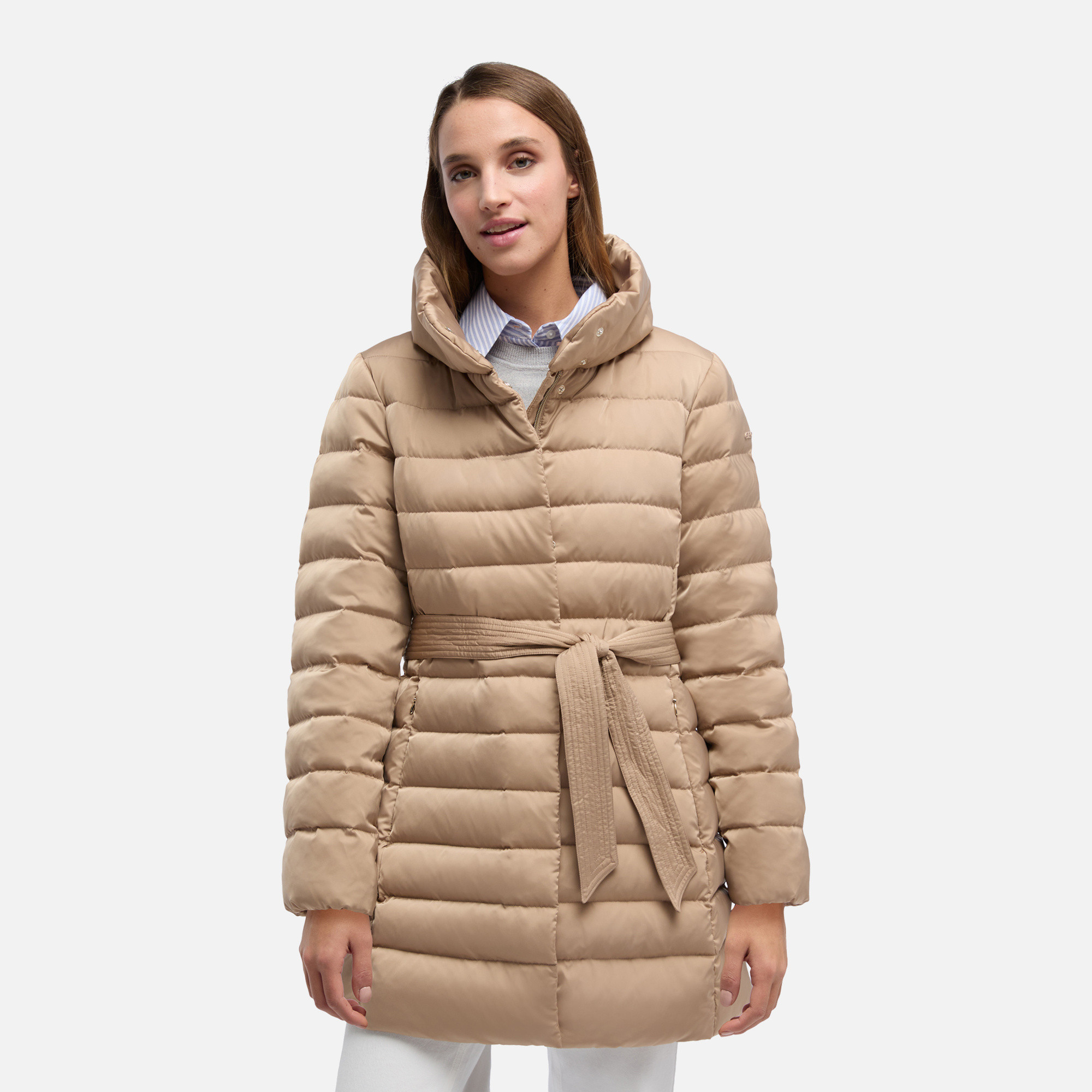 Beige Women's Down Jacket Geox Bettanie - Women's