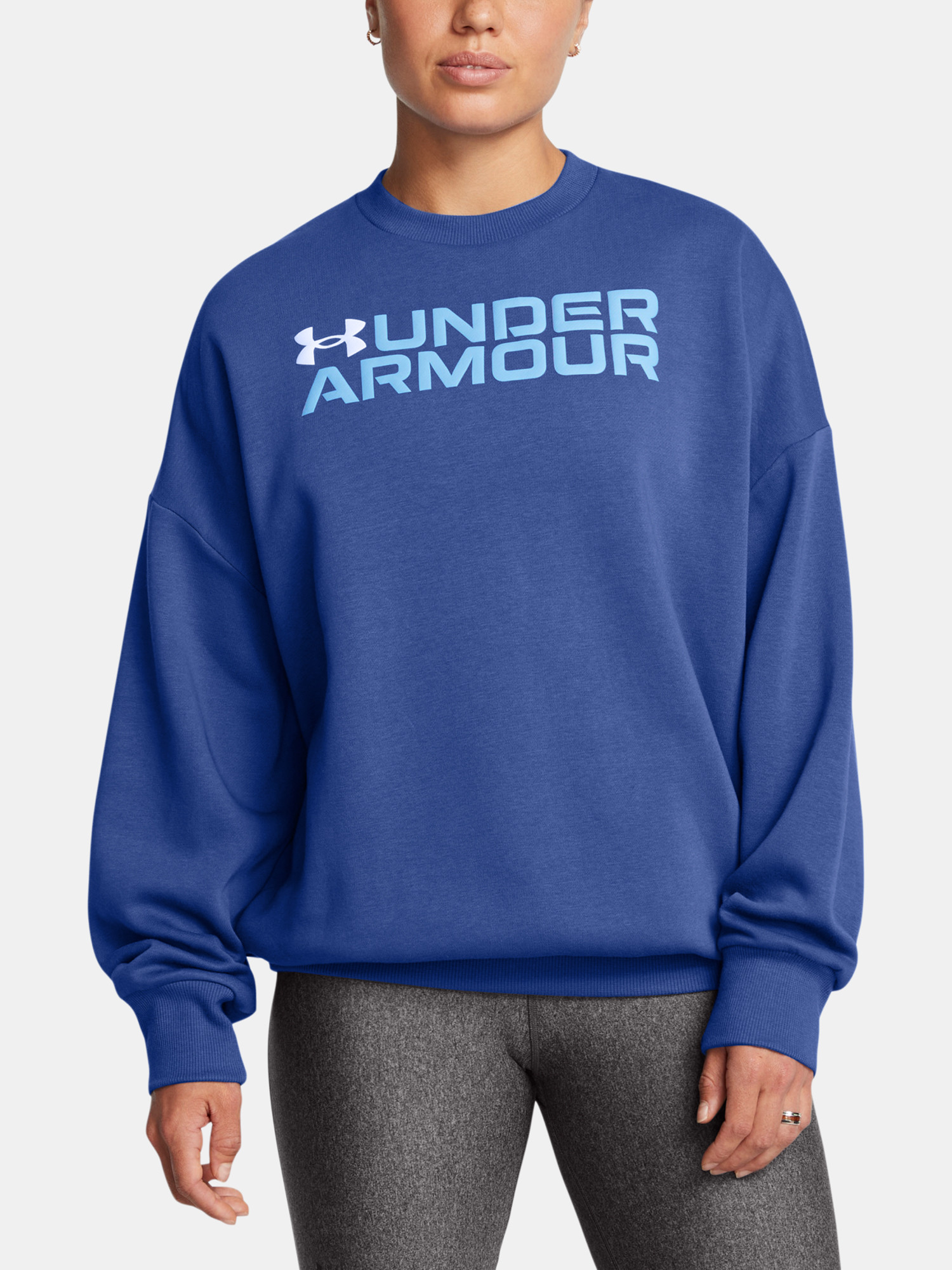 Women's Sweatshirt Under Armour Rival Fleece WordmarkOS Crew-BLU - Women's