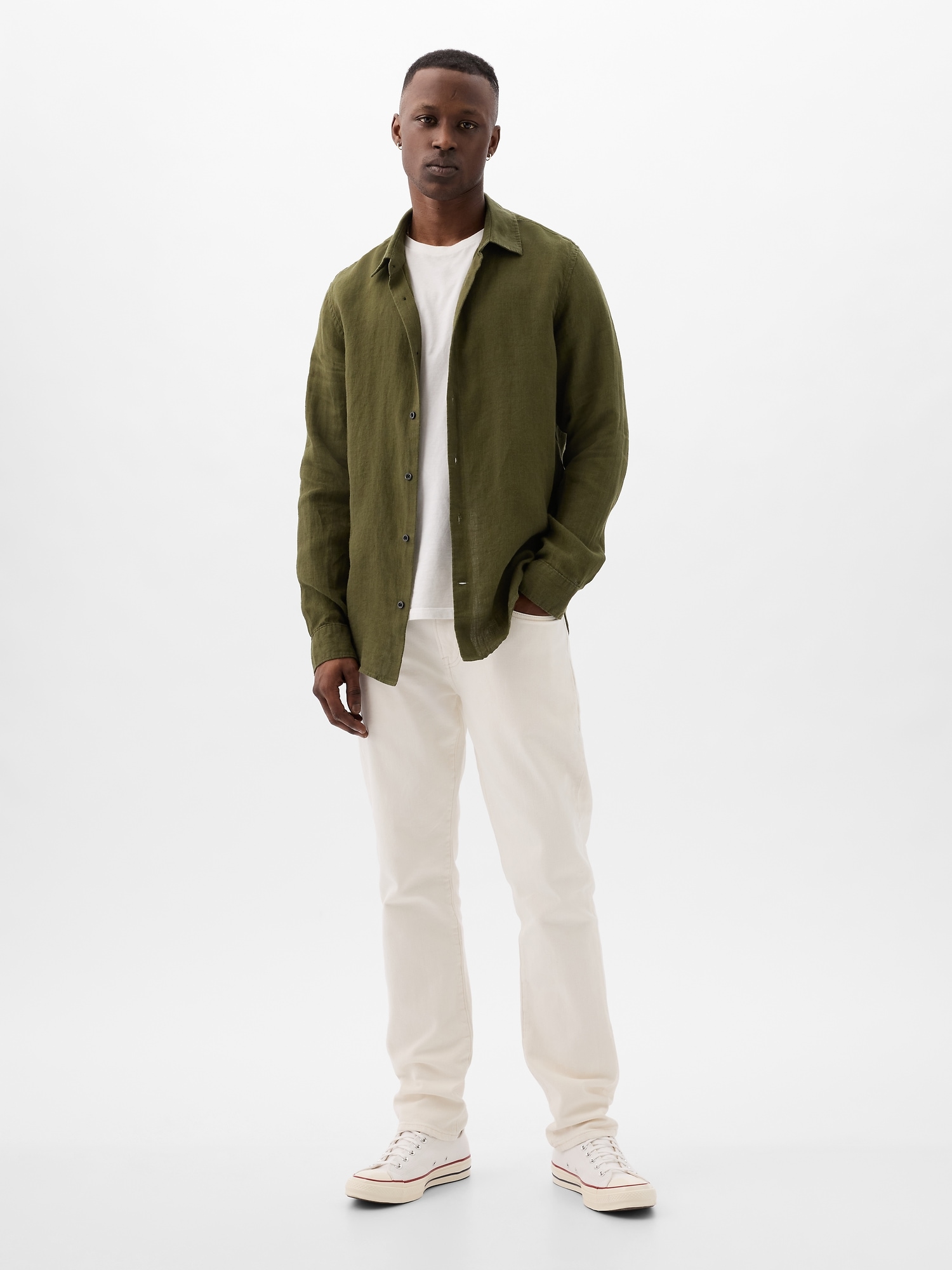 Camasi casual pentru barbati GAP - verde inchis