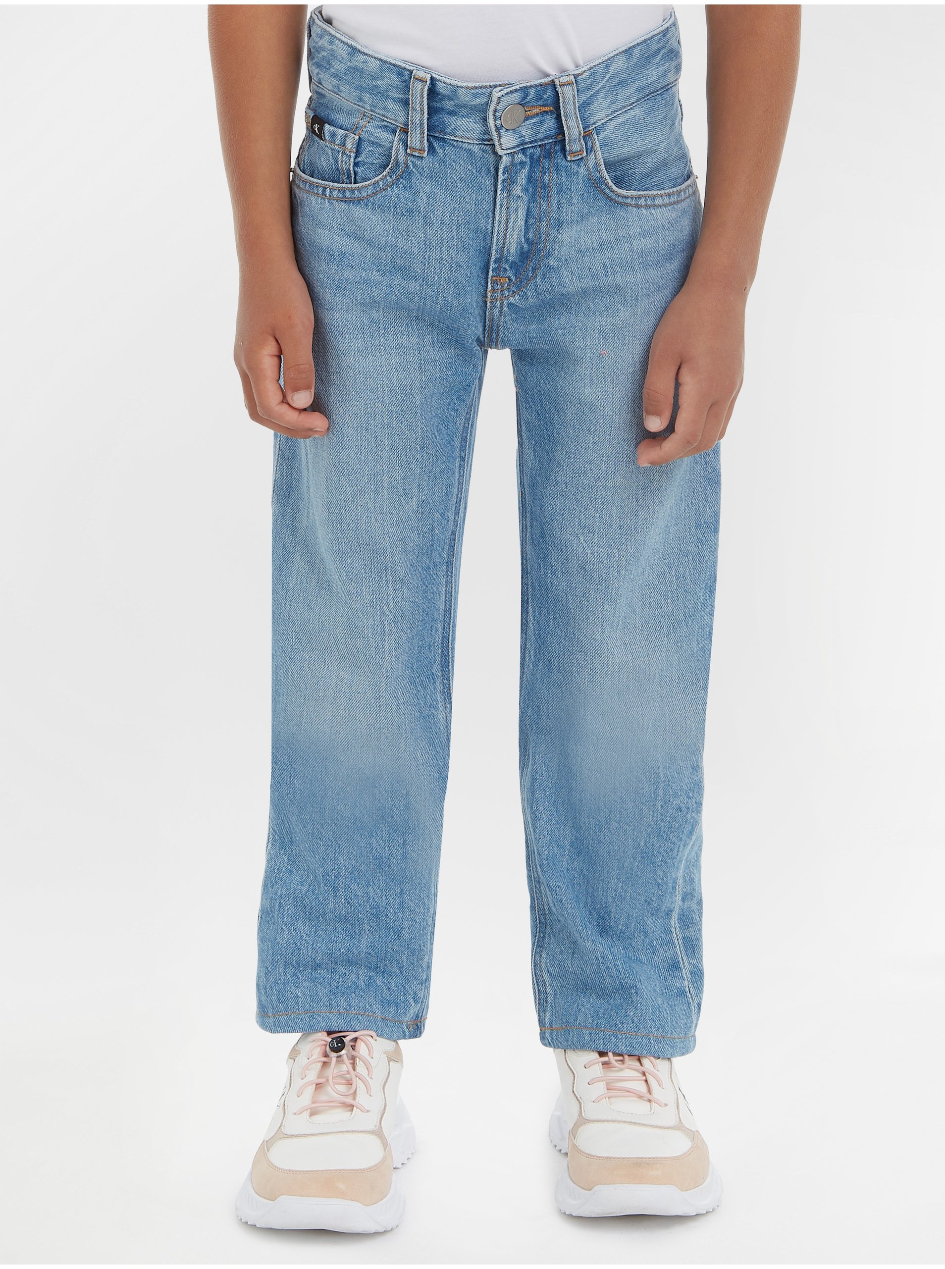 Levně Světle modré klučičí straight fit džíny Calvin Klein Jeans - Kluci
