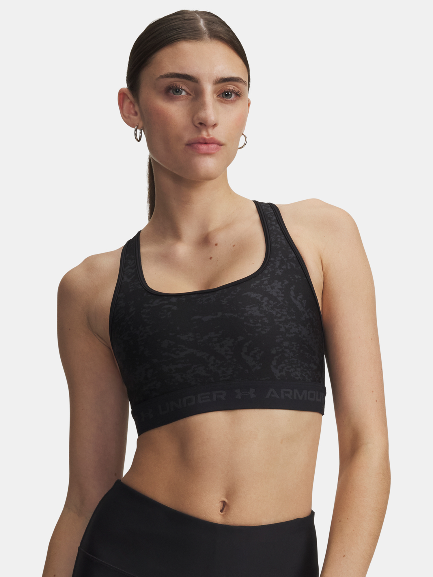 Women's bra Under Armour Crossback Mid Print-BLK - Women's