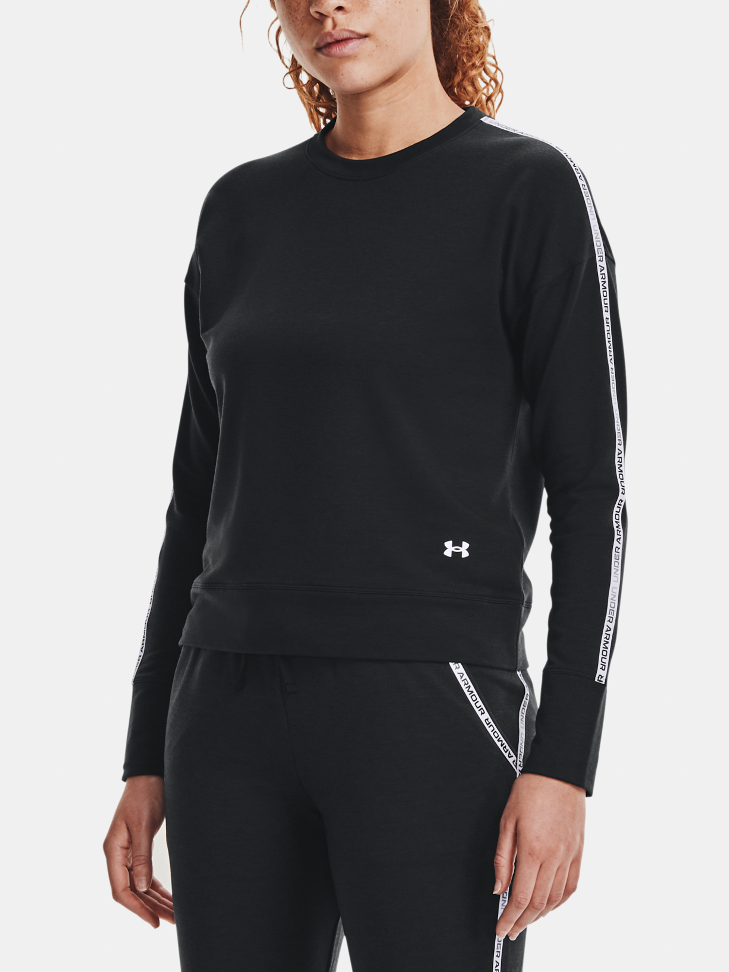 Under Armour MIkina Rival Terry Taped Crew-BLK - Women's