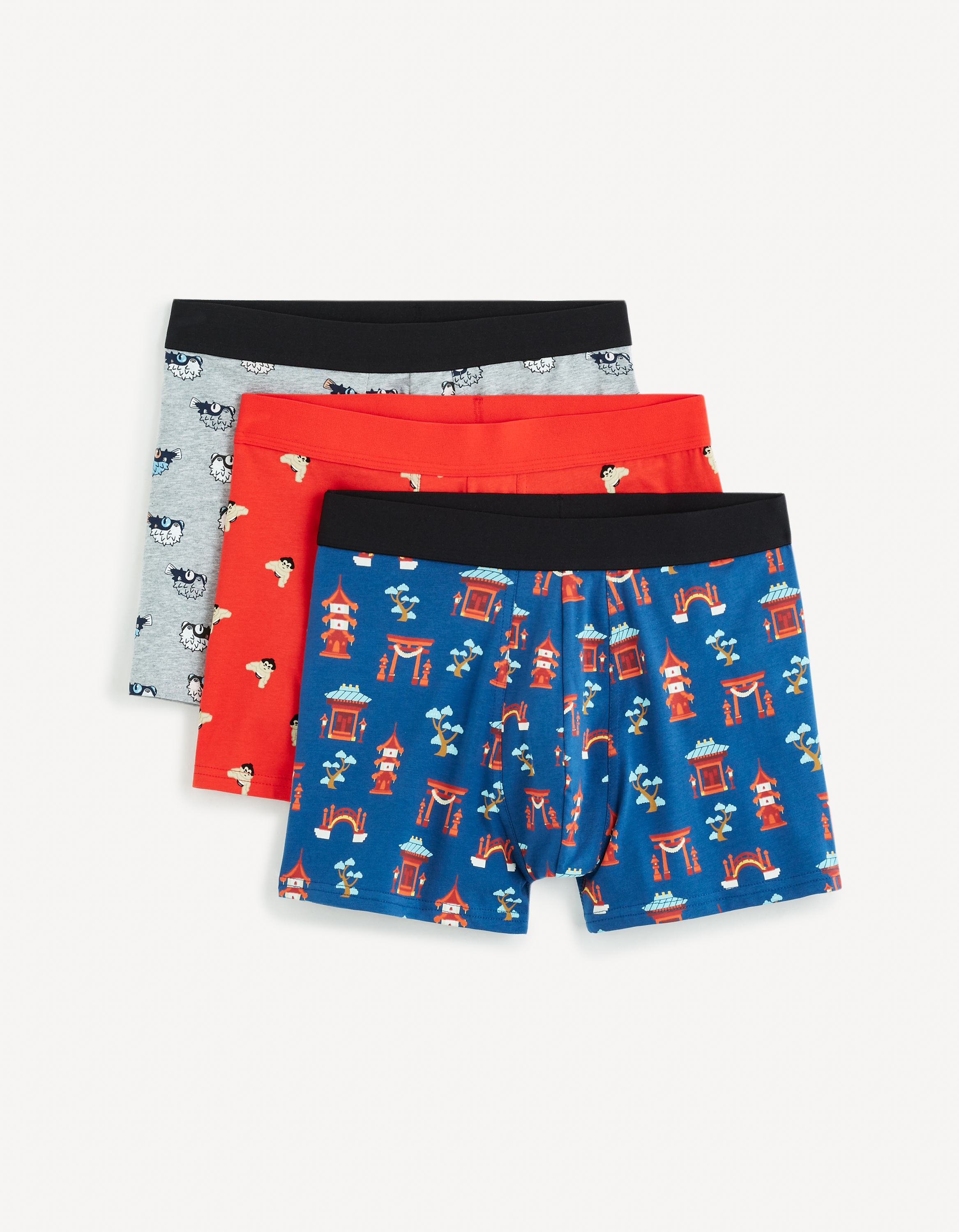 Boxeri mulati pentru barbati Celio - rosu, albastru, gri deschis