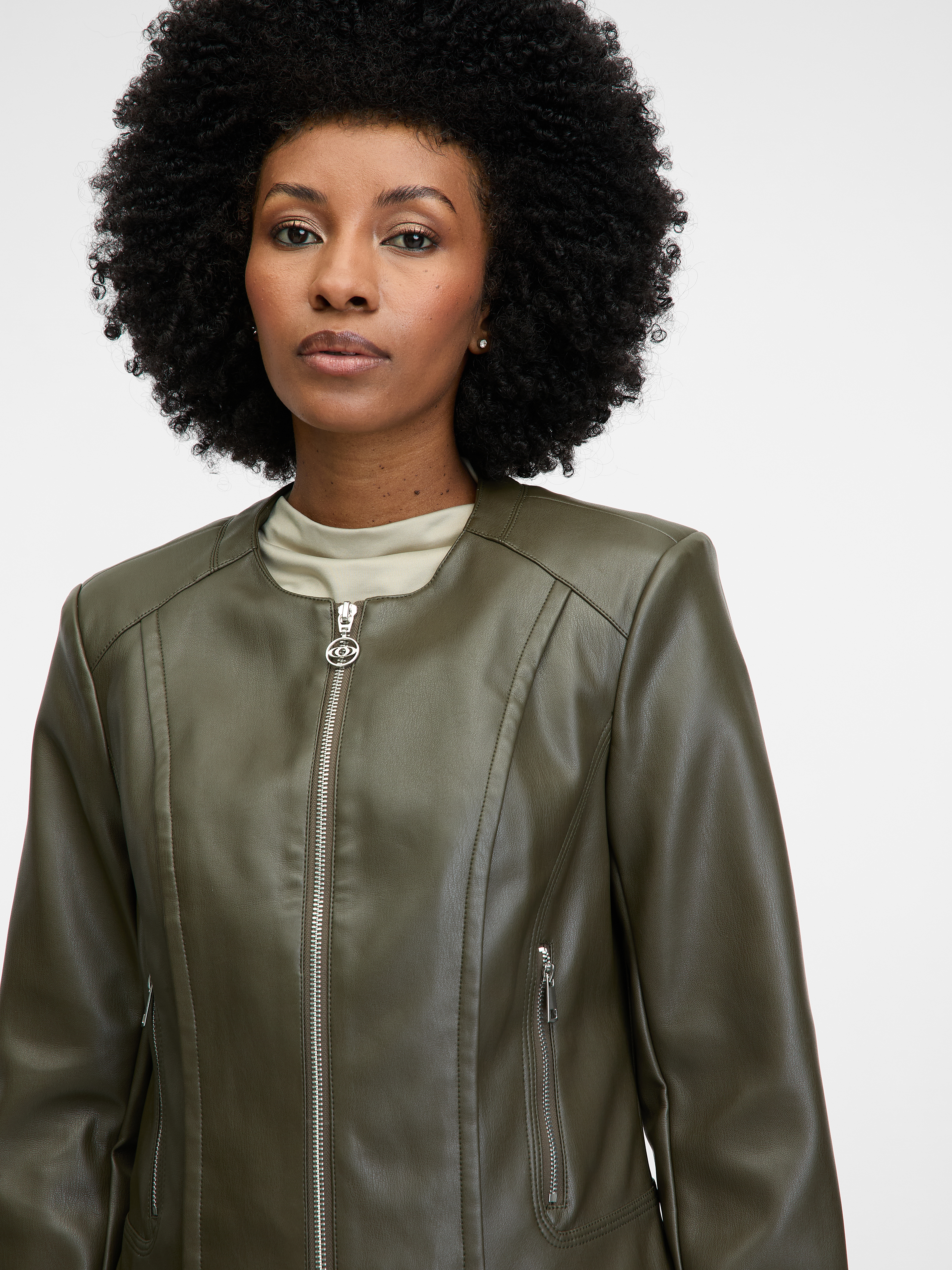 Khaki women's faux leather jacket ORSAY - Women's