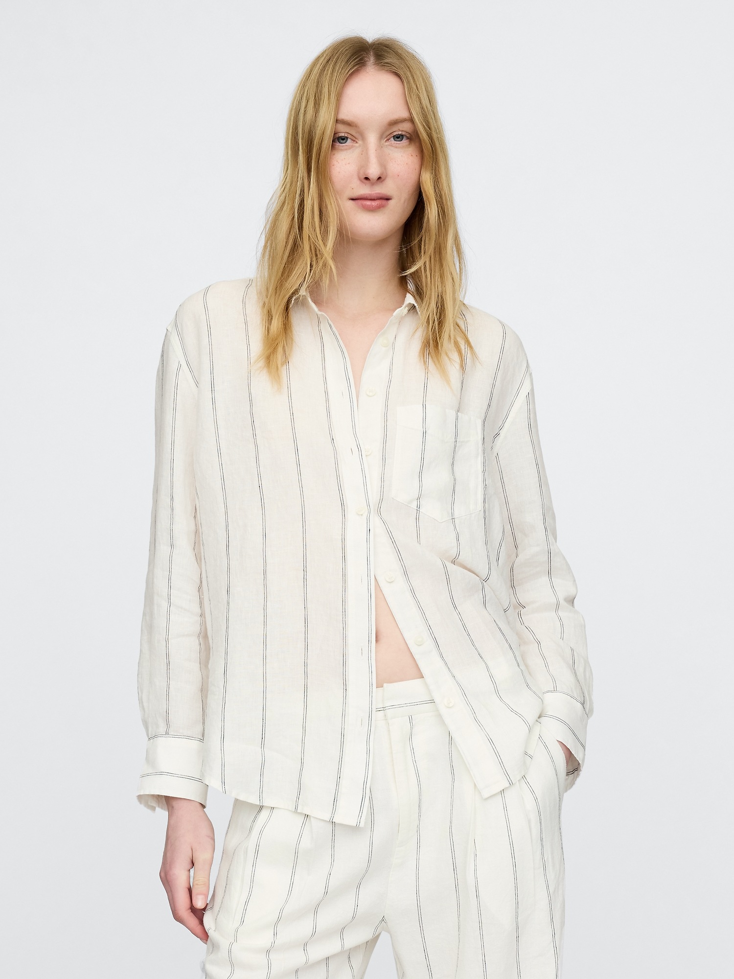 GAP Linen Oversize Shirt Big Shirt - Womens