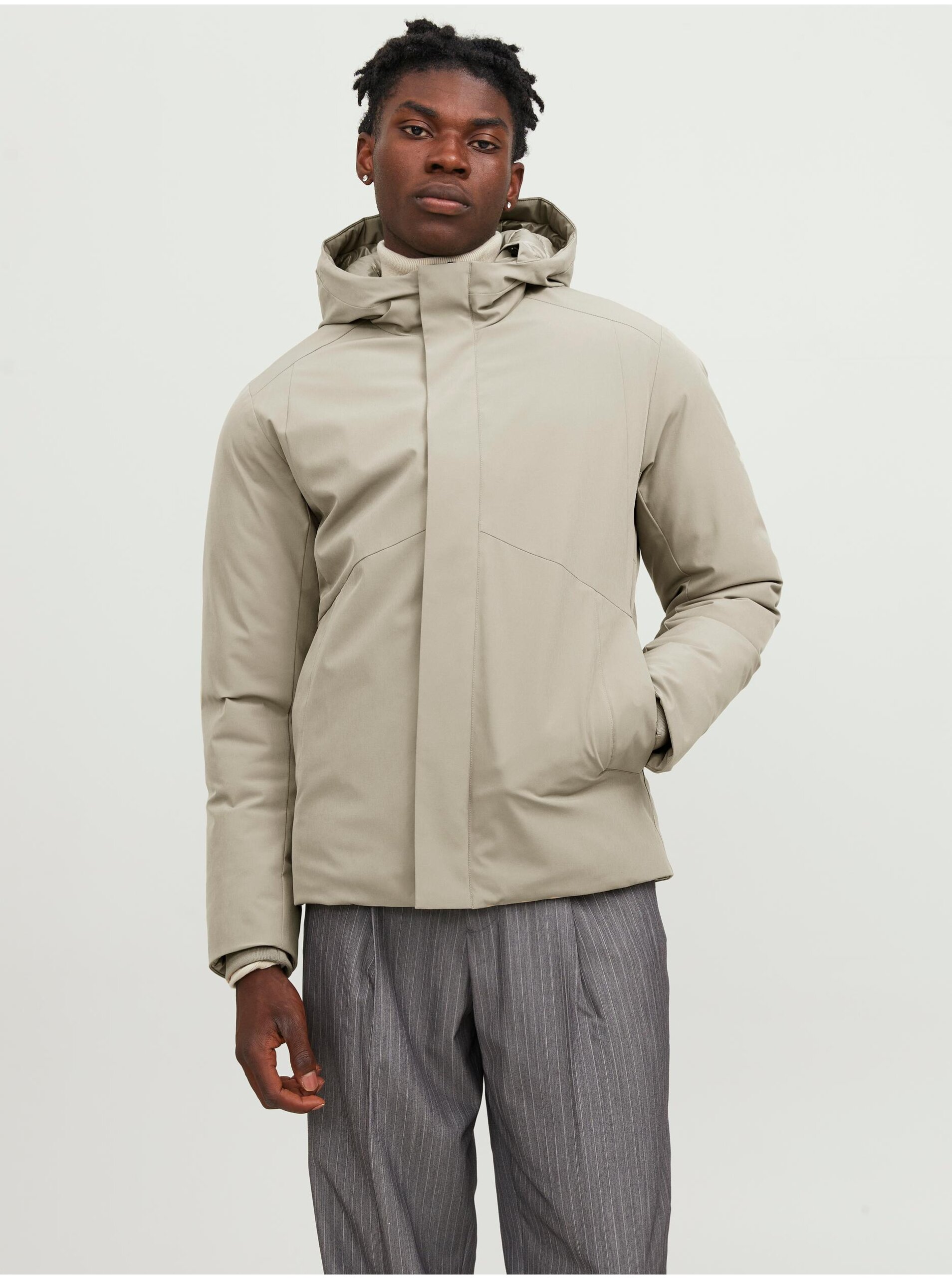 Beige Men's Winter Jacket Jack & Jones Keen - Men's