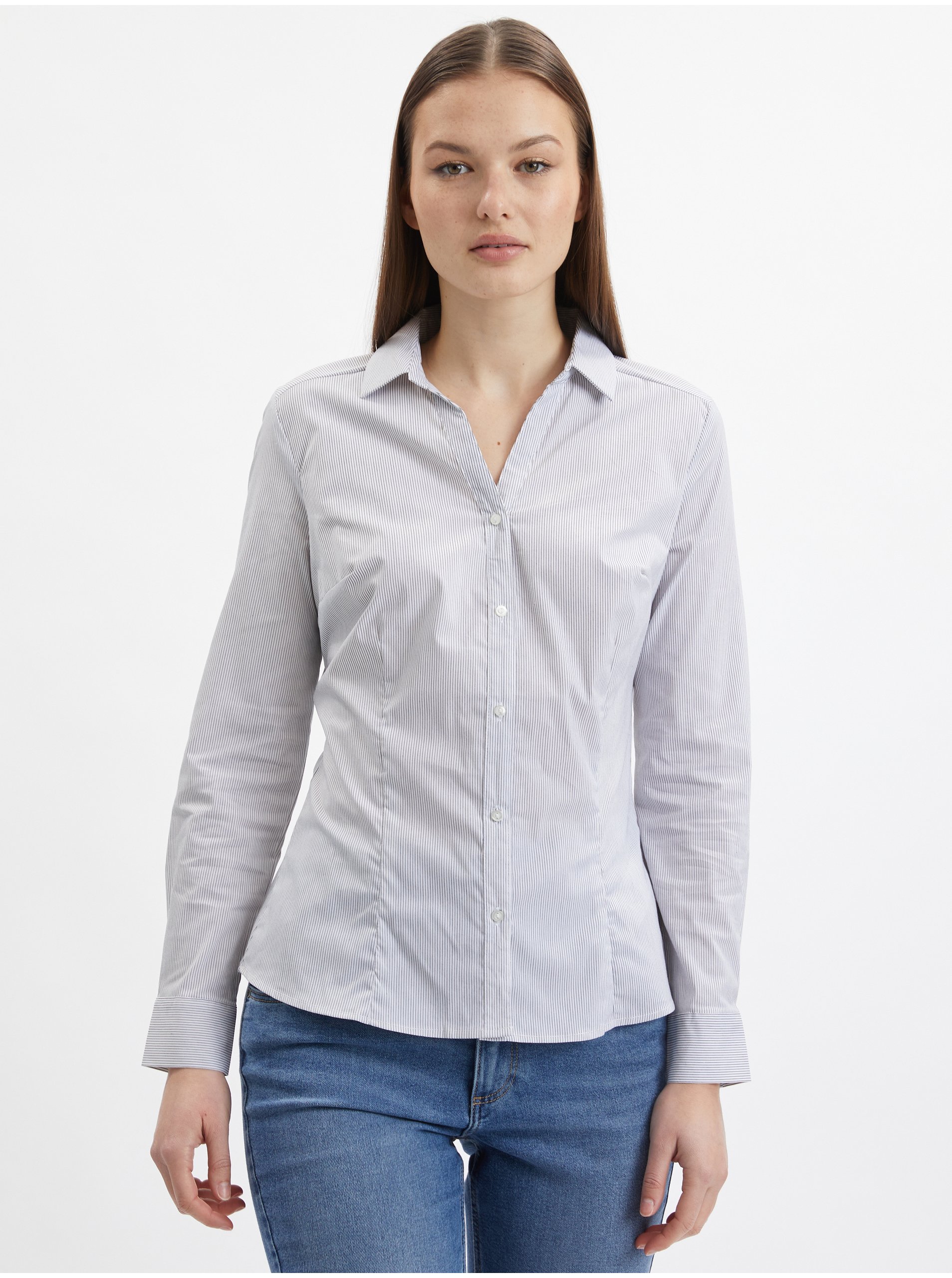 Levně Orsay Modro-bílá dámská pruhovaná košile - Dámské