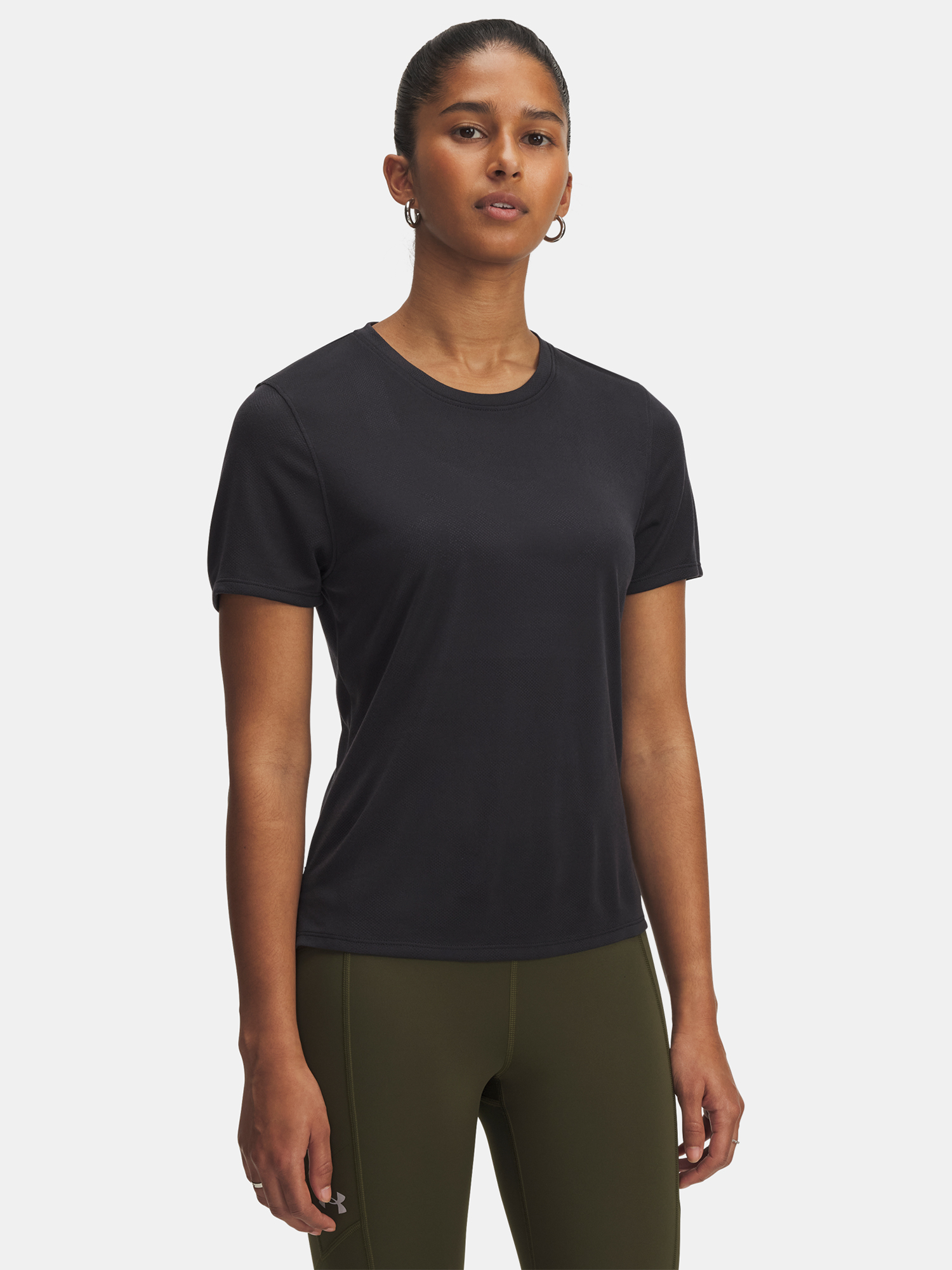 Womens T-shirt Under Armour UA Launch Jacquard SS-BLK - Womens