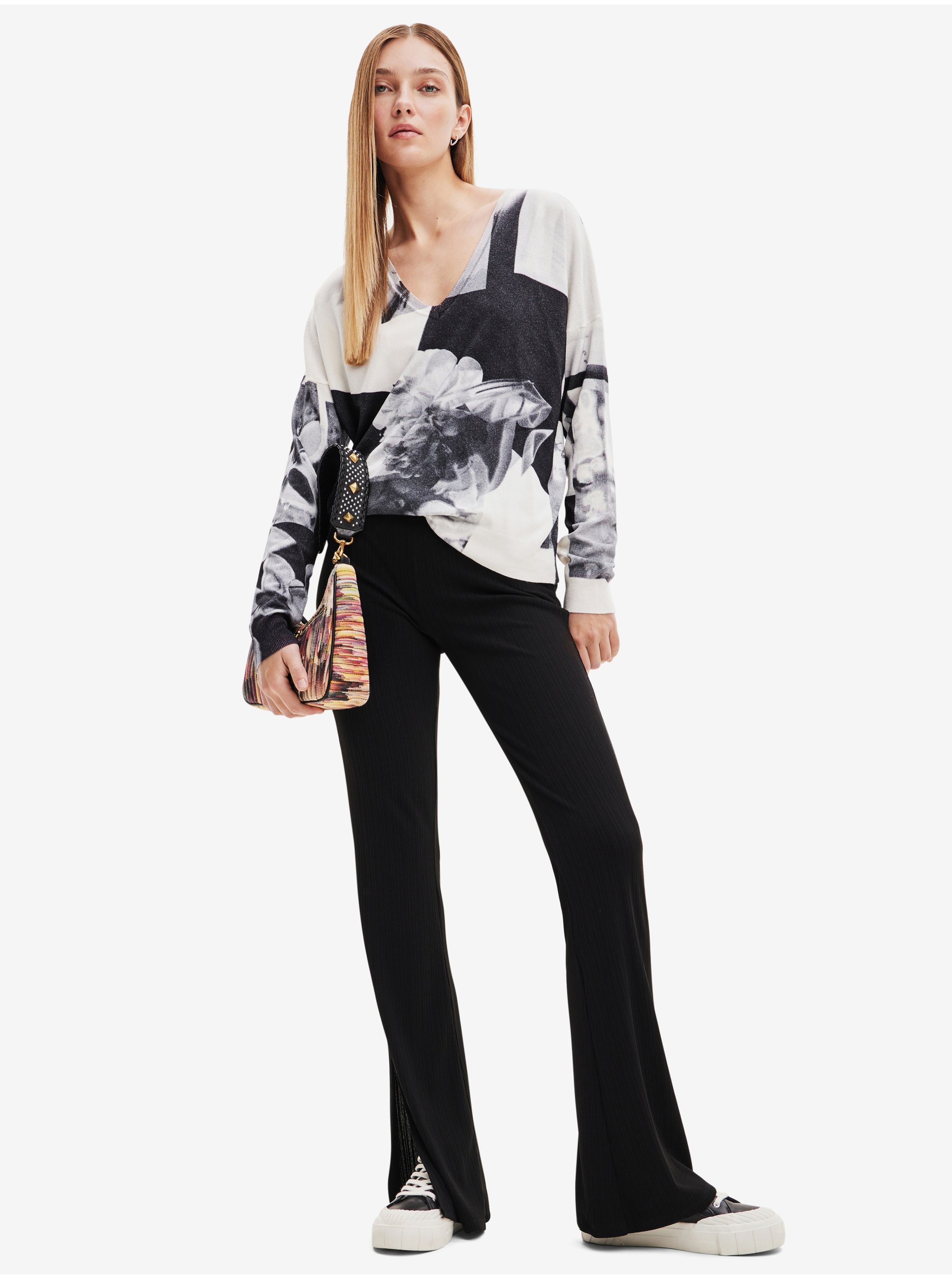 Pulovere pentru femei Desigual - gri, crem