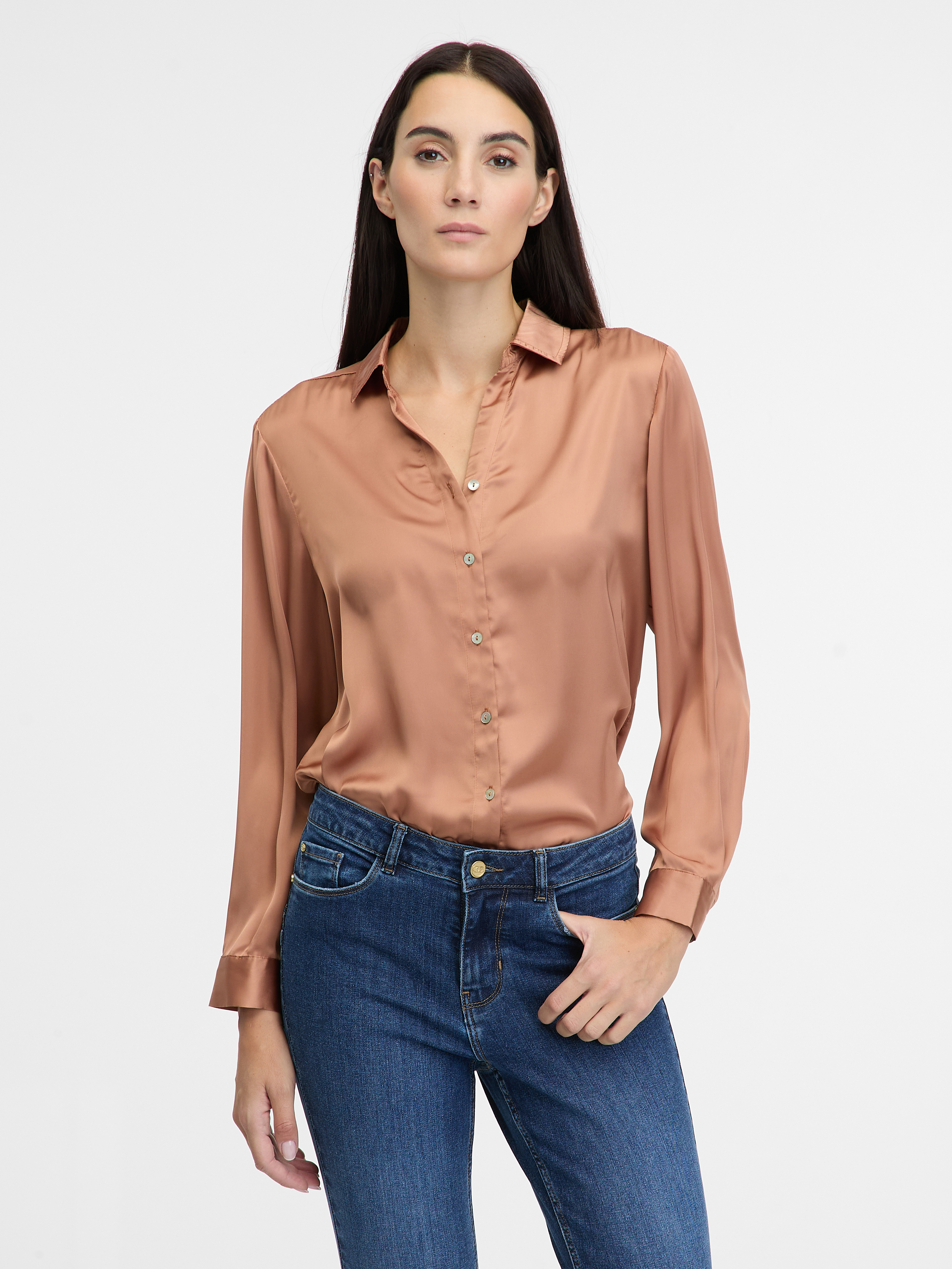 Light brown women&#039;s shirt with collar ORSAY - Women&#039;s
