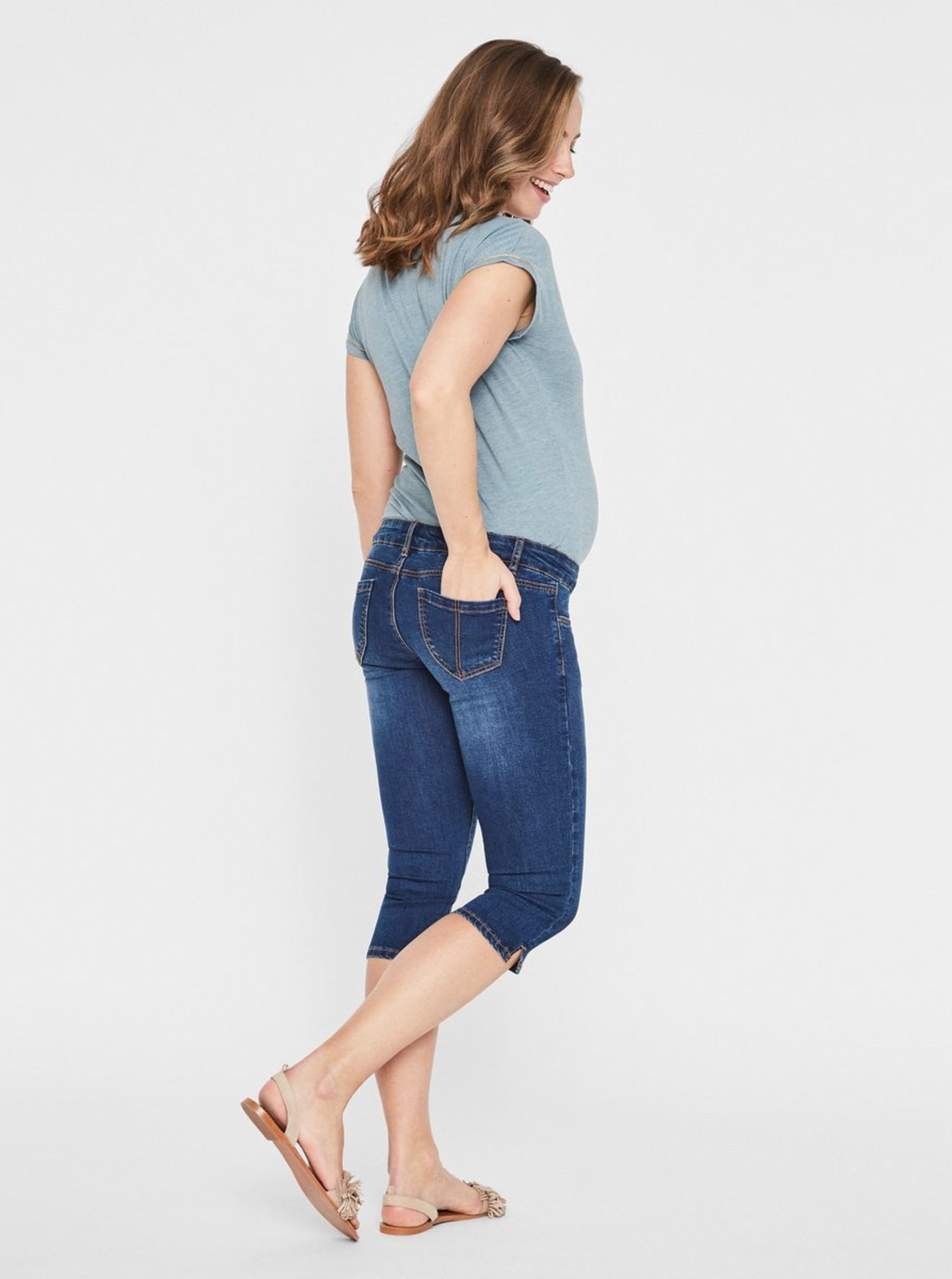 Blue maternity 3/4 slim fit jeans Mama.licious Lola - Women&#039;s