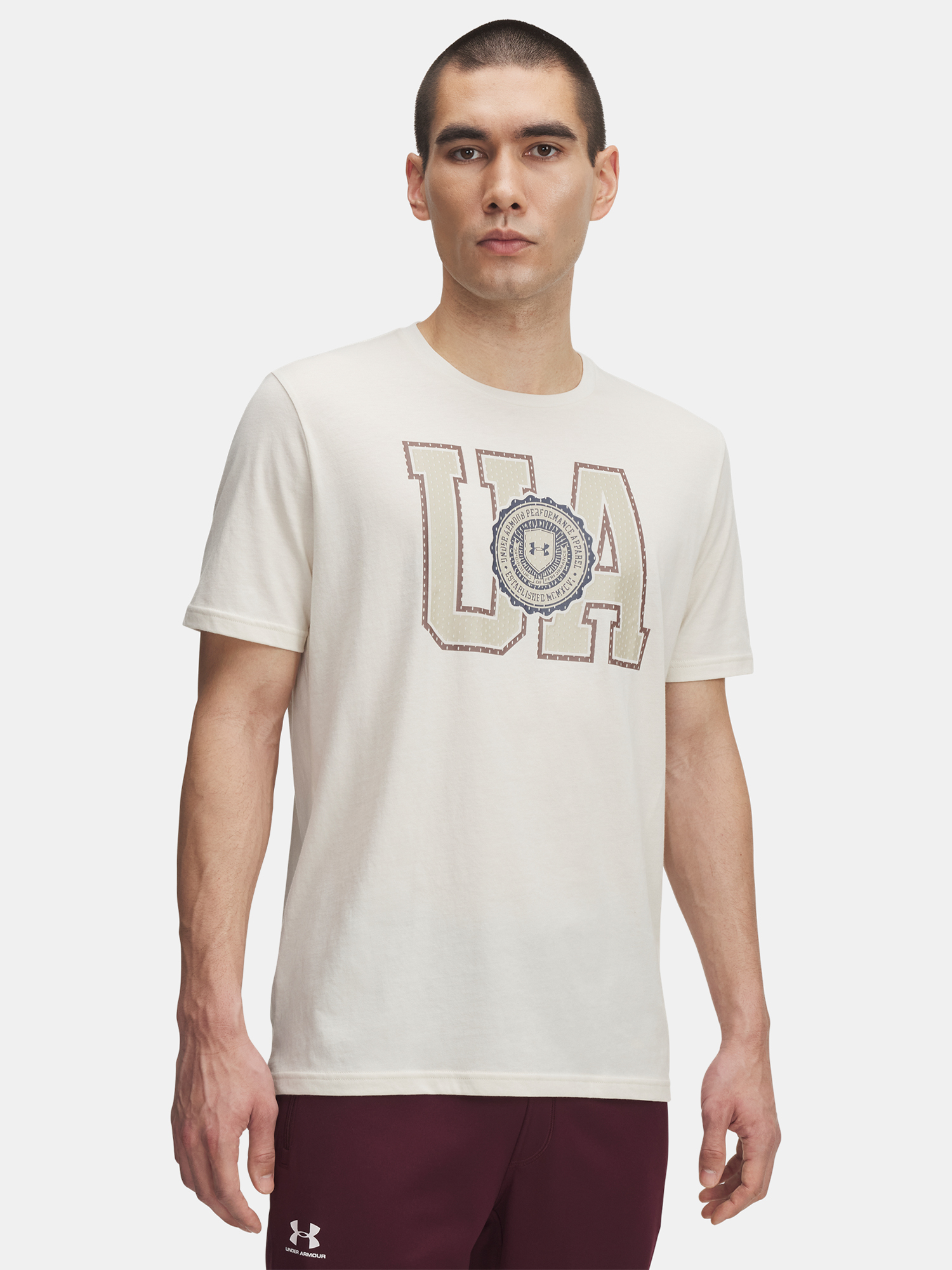 Men's Under Armour UA COLLEGE CREST LOGO SS-BRN - Men's T-Shirt