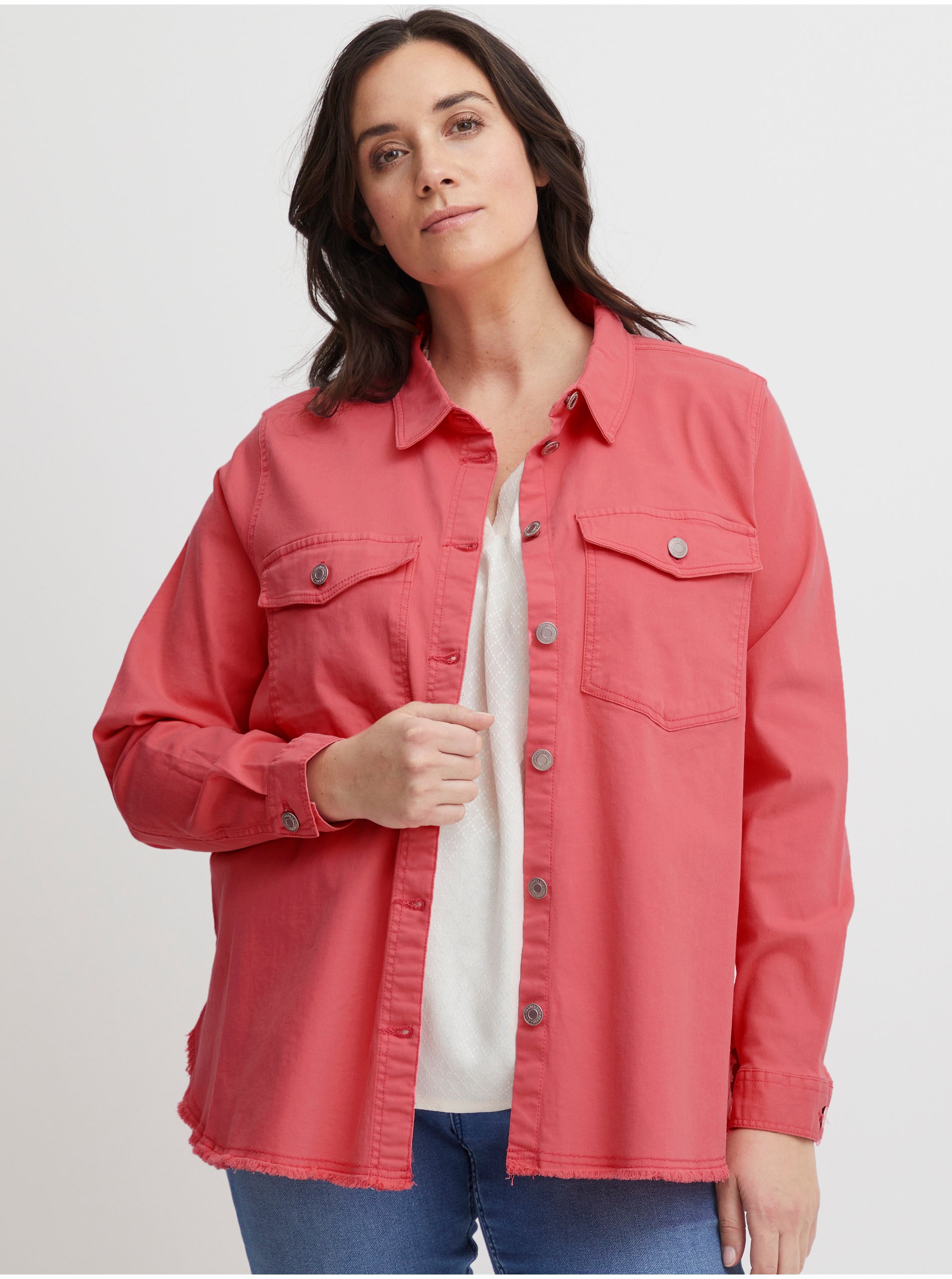 Pink Denim Shirt Jacket Fransa - Women