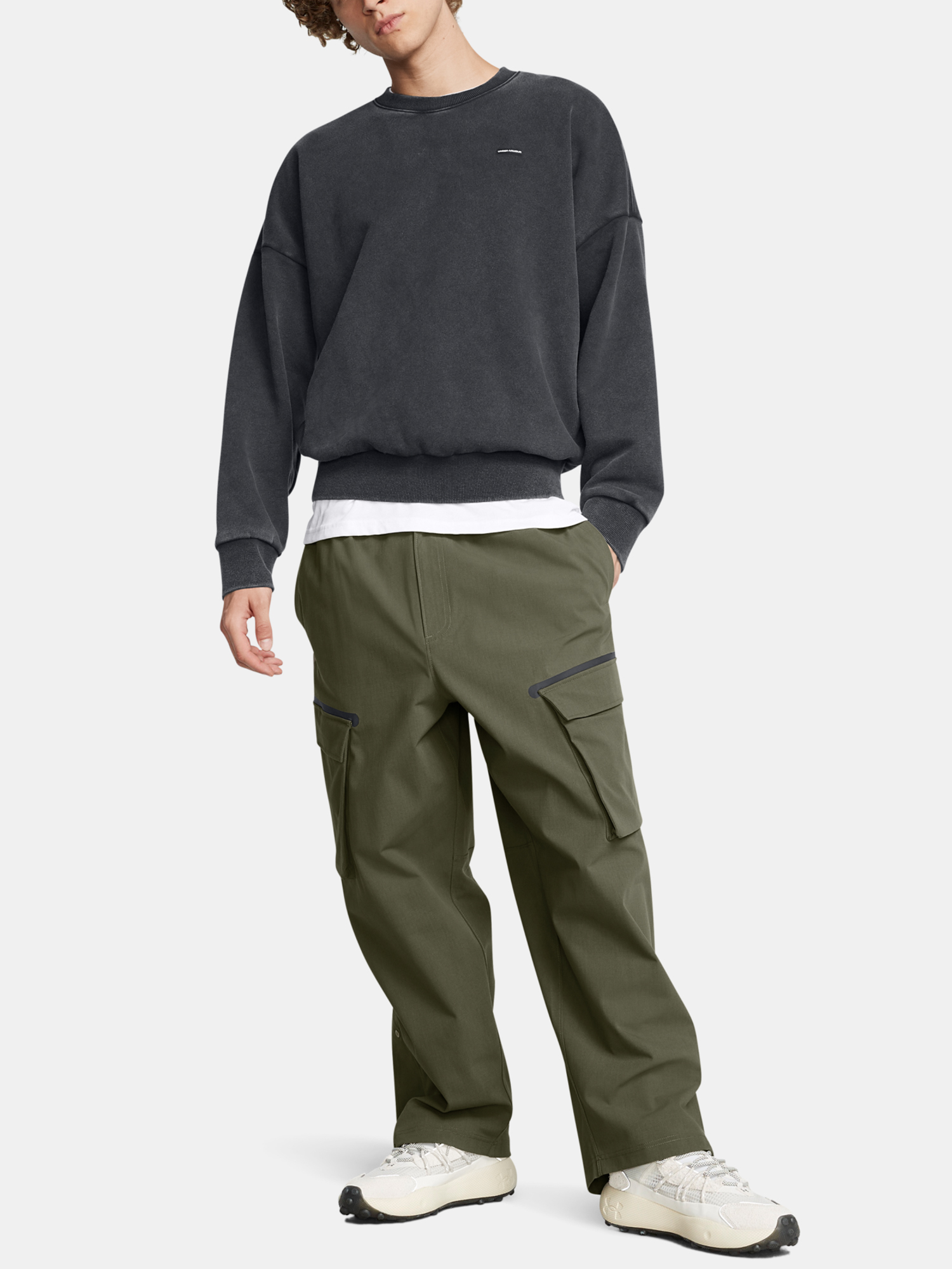 Men's sweatshirt Under Armour UA Icon HWT Flc Wash OS Crew-BLK - Men's
