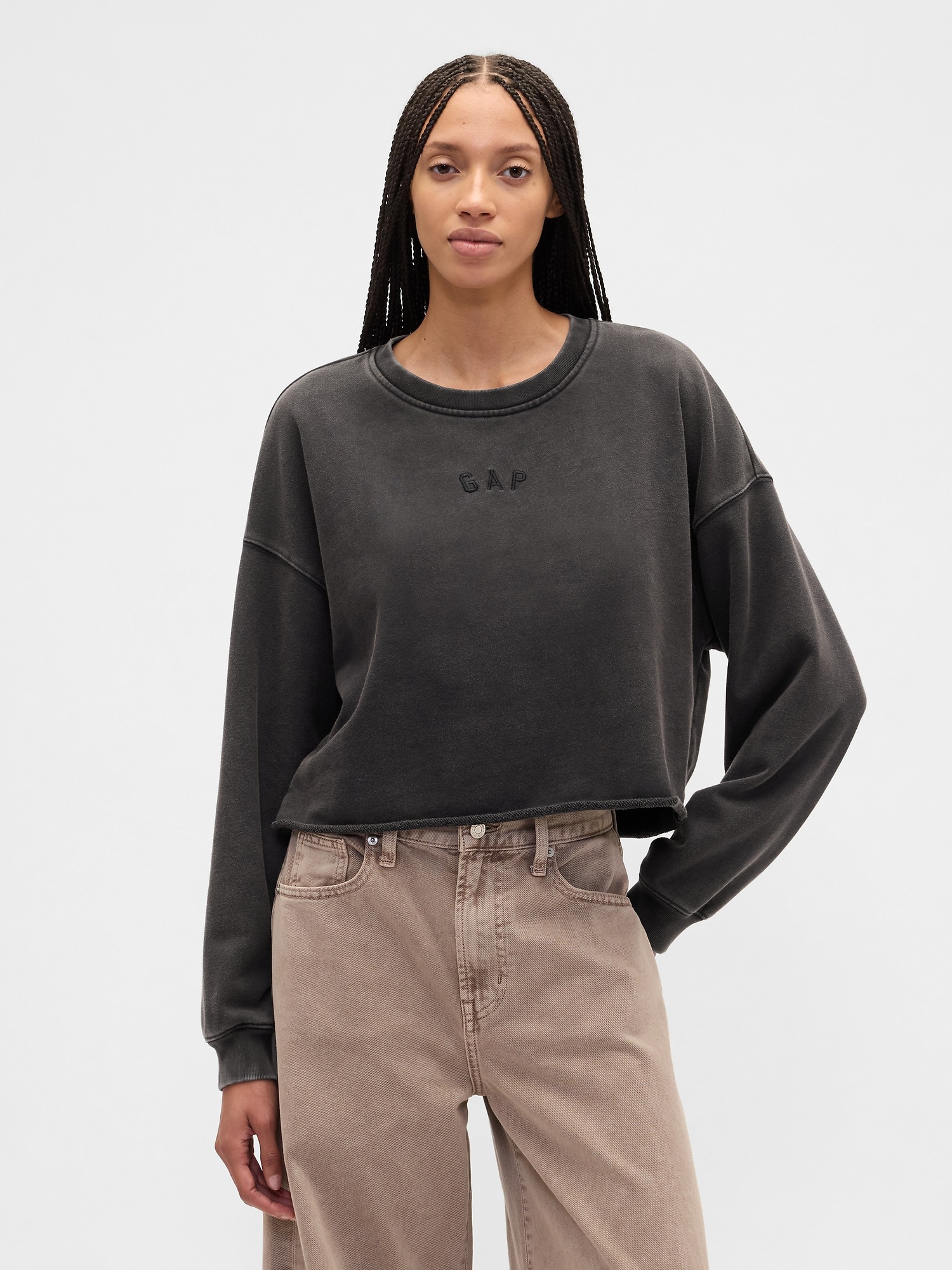 GAP Oversize Crop Sweatshirt Heavyweight - Ladies