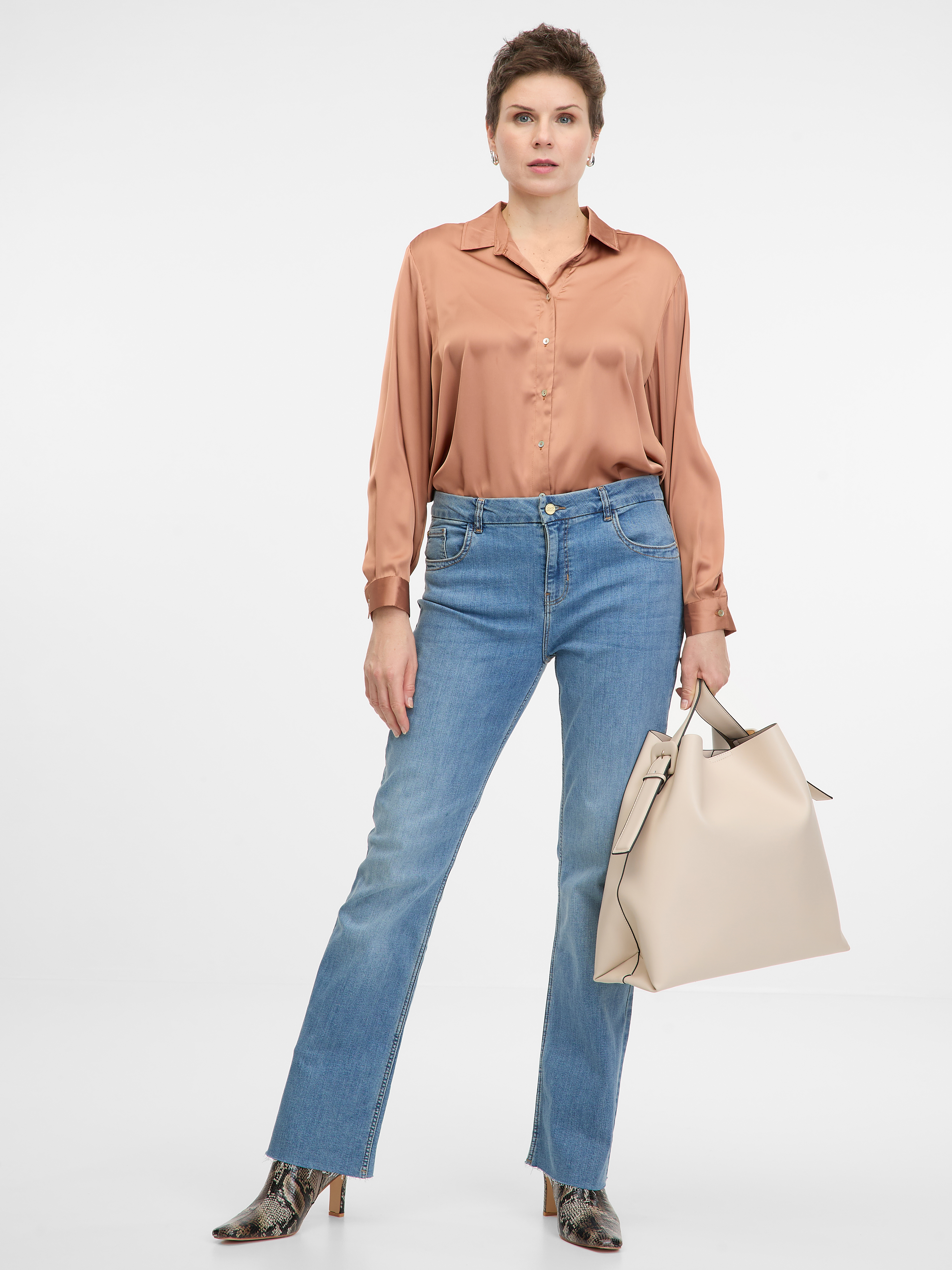 Light brown women&#039;s shirt with collar ORSAY - Women&#039;s