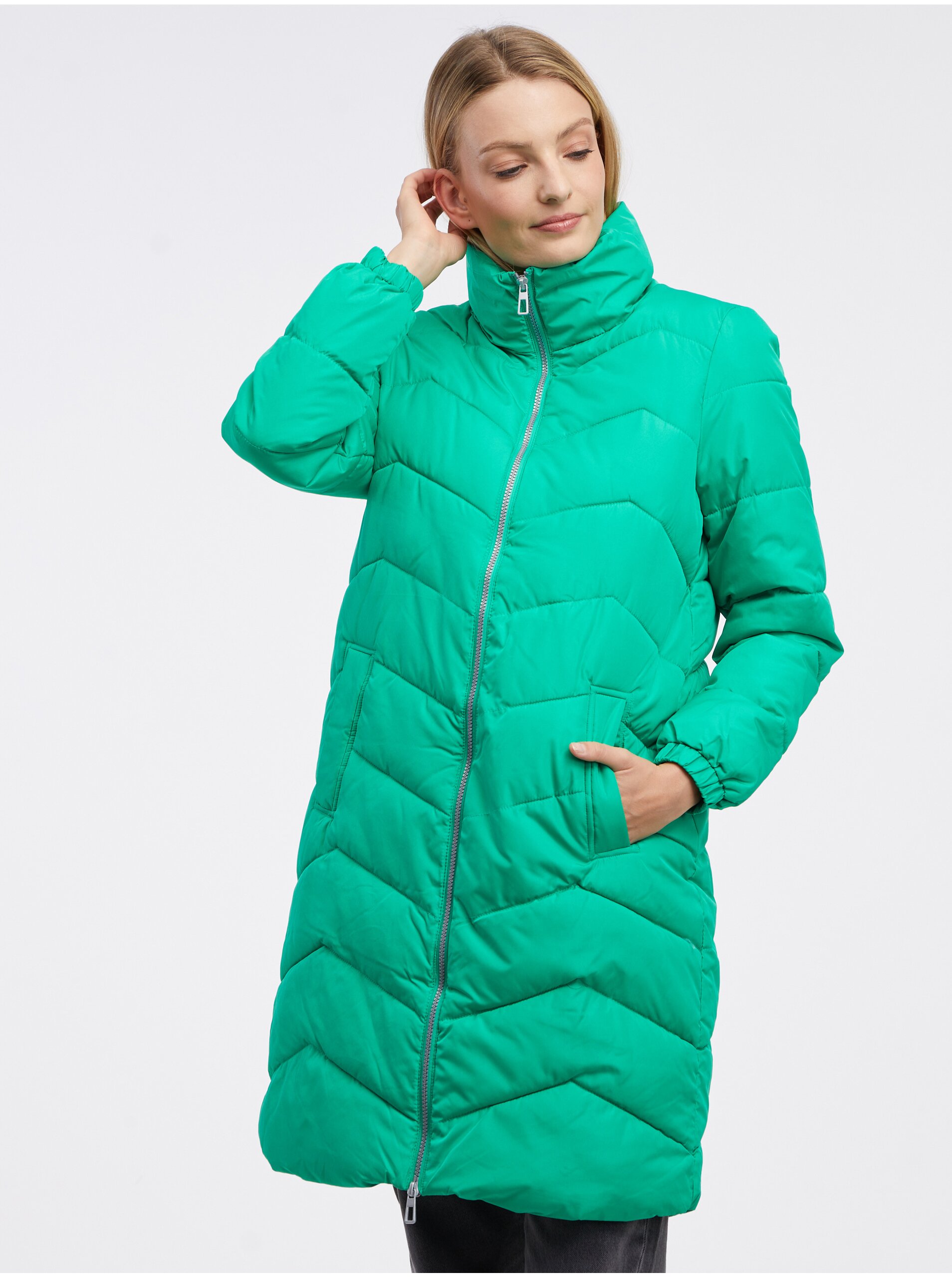 Green women's winter quilted coat VERO MODA League - Women