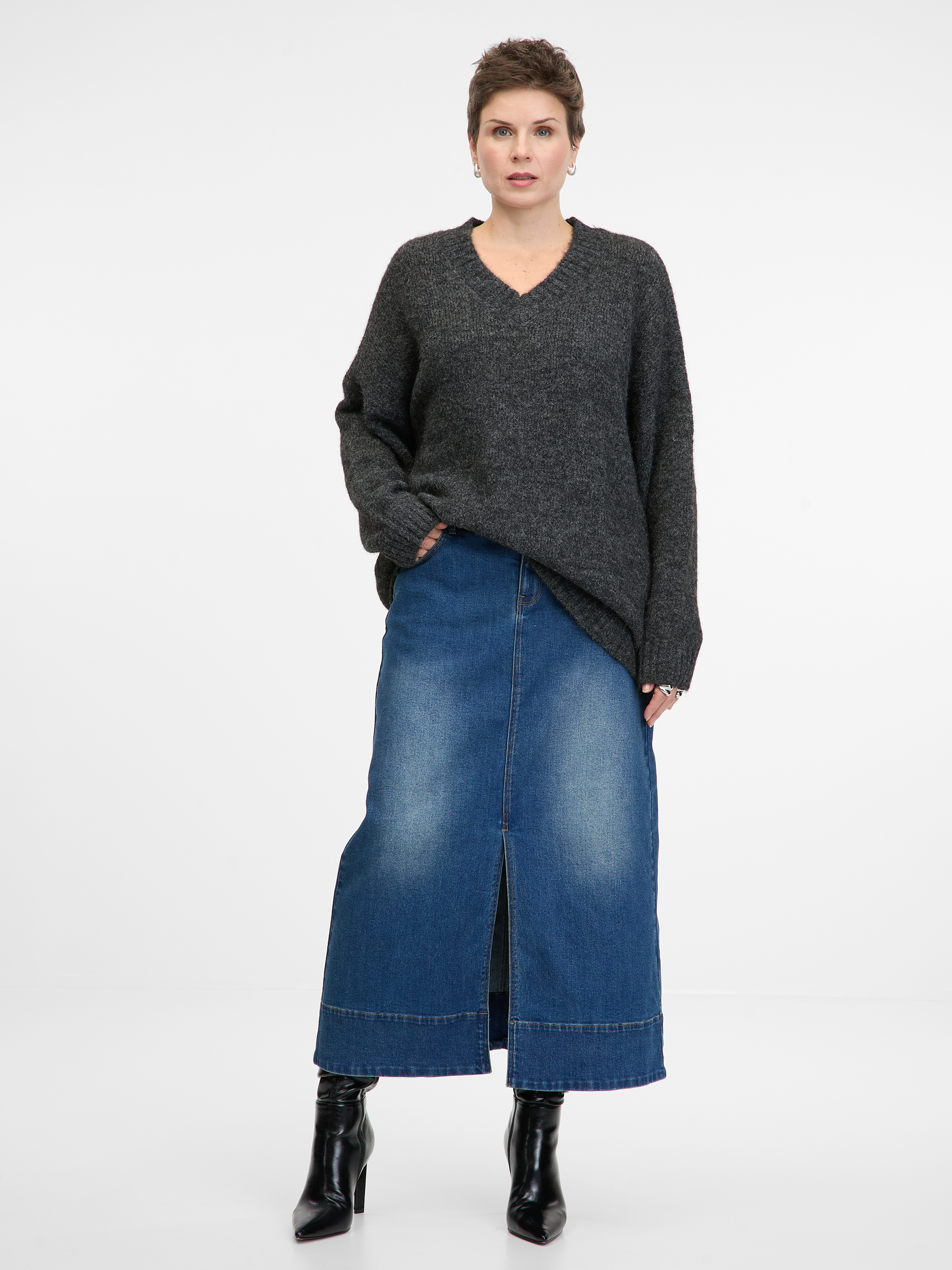 Dark blue women&#039;s denim maxi skirt ORSAY - Women&#039;s