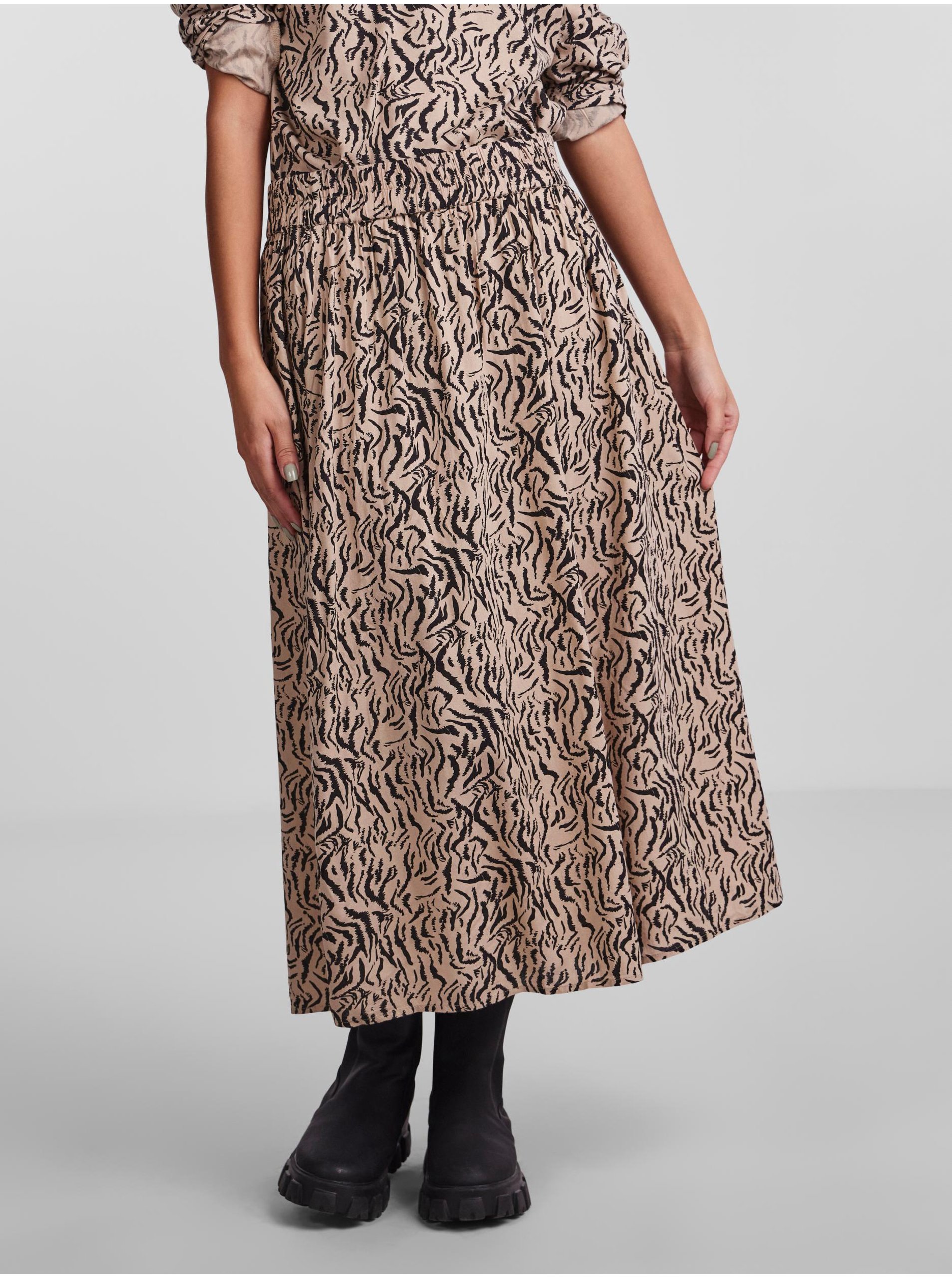 Black-brown Patterned Midi Skirt Pieces Nya - Women