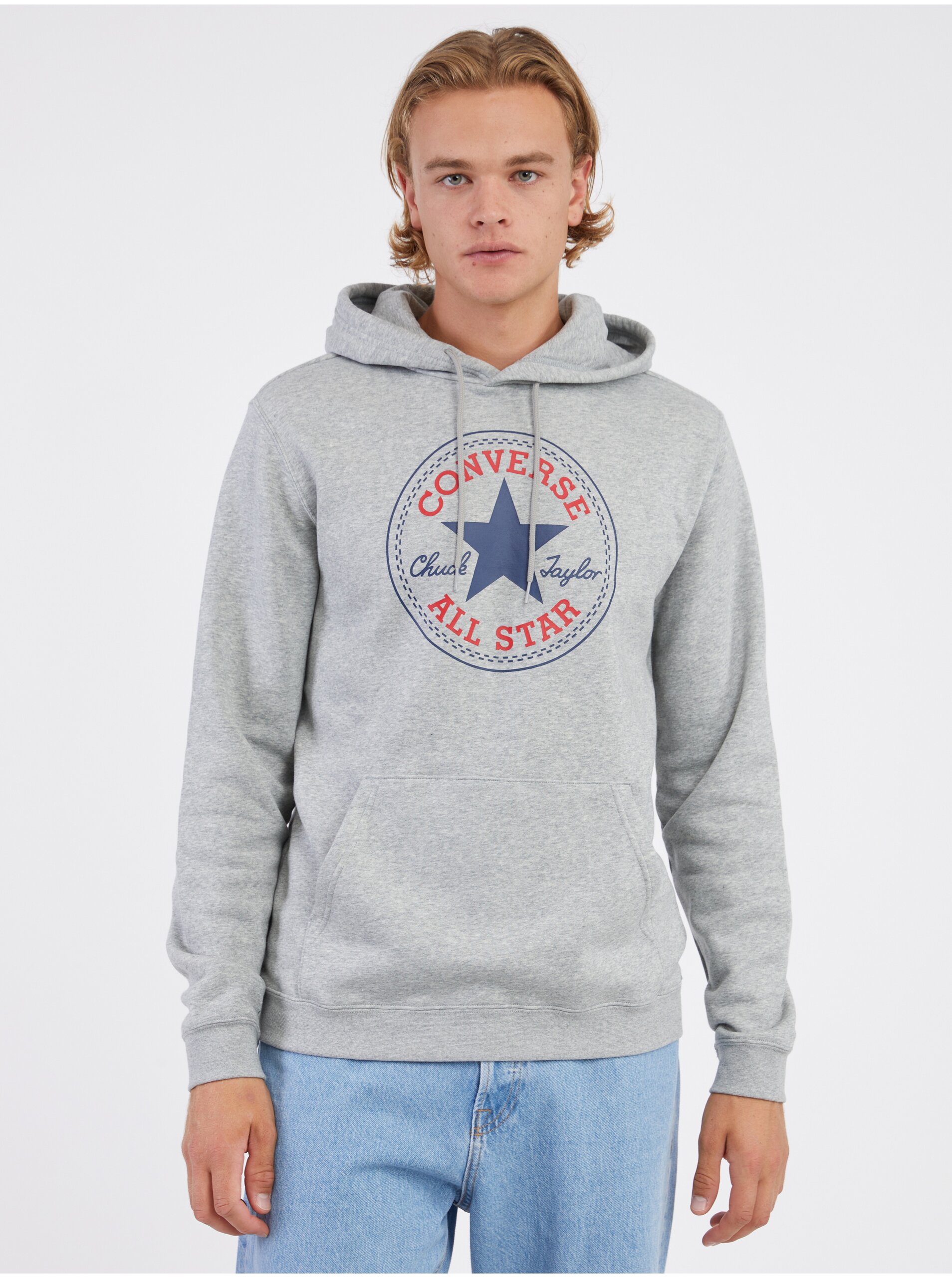 Converse Go-To All Star Patch Grey Unisex Sweatshirt Sweatshirt - Men