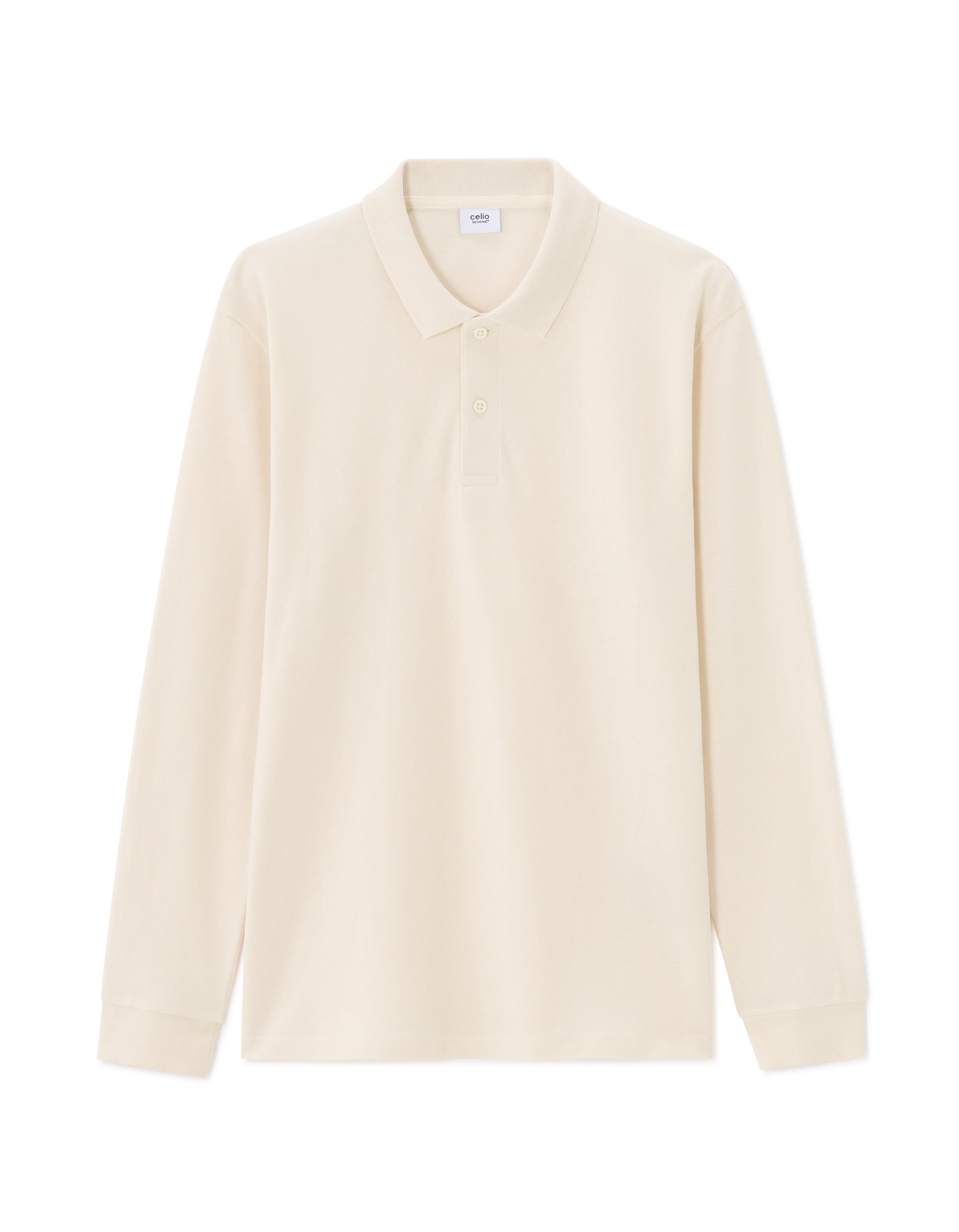 Celio krémové polokošilové tričko s dlouhým rukávem