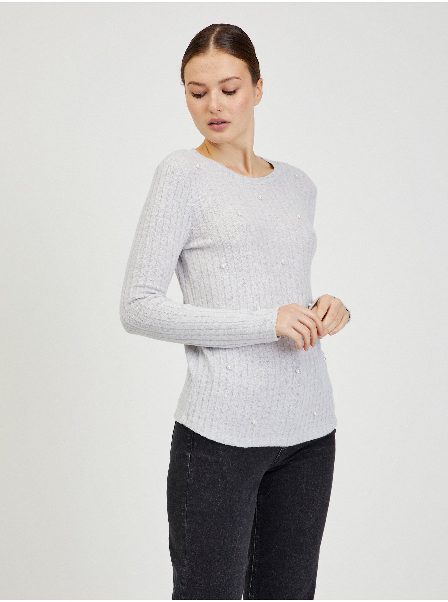 Light gray women's ribbed sweater ORSAY - Ladies akció-orsay 1