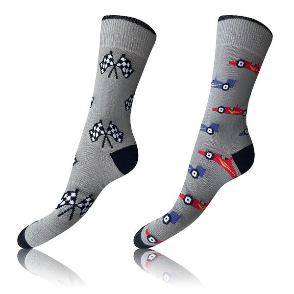 Bellinda 
CRAZY SOCKS 2x - Veselé ponožky 2 páry - sivá - červená - tmavo modrá