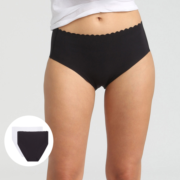 Levně DIM BODY TOUCH HIGH BRIEF 2x - Women's cotton panties with a higher waist 2 pcs - black - white