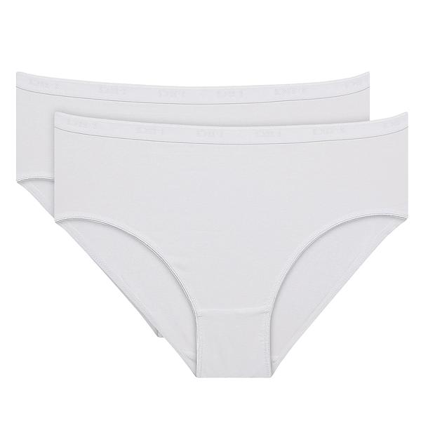 DIM COTTON BIO MIDISLIP 2x - Women's cotton panties 2 pcs - white
