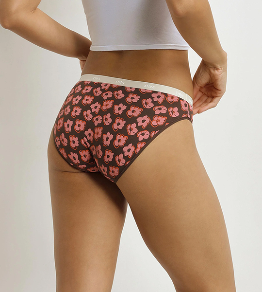 DIM LES POCKETS COTTON SLIP 3x - Women's cotton panties 3 pcs - dark brown - light brown