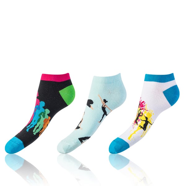 Bellinda 
CRAZY IN-SHOE SOCKS 3x - Moderné farebné nízke crazy ponožky unisex - modrá - zelená - čierna