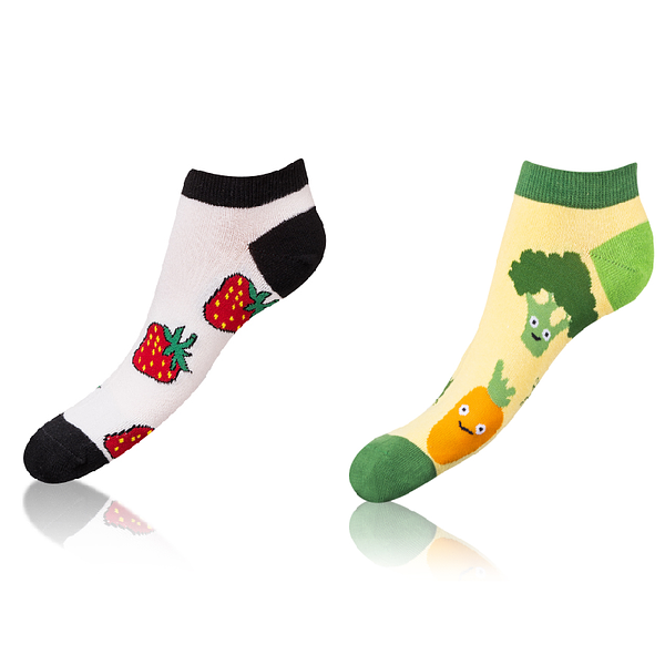 Bellinda 
CRAZY IN-SHOE SOCKS 2x - Cheerful Short Socks 2 Pairs - Light Green - Red - Black