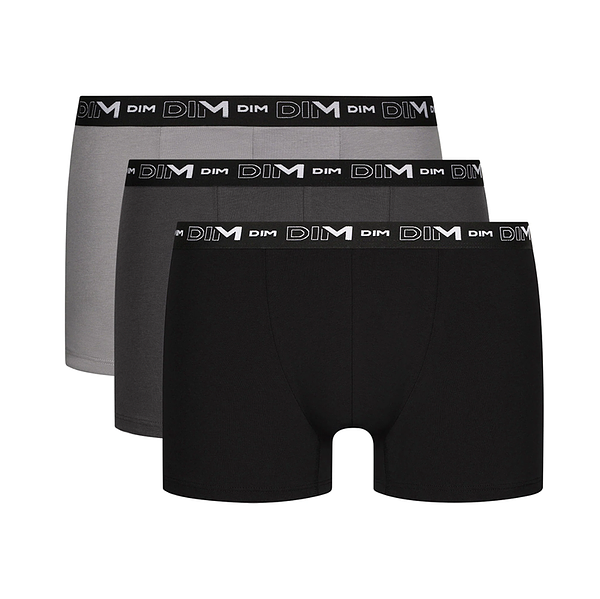 DIM COTTON STRETCH BOXER 3x - Men&#039;s Boxer Shorts 3 pcs - Black - Grey