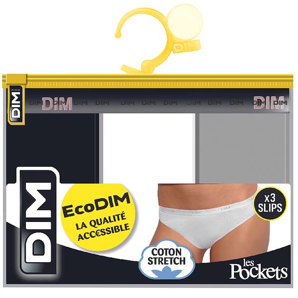 Sada tří dámských kalhotek v bílé, šedé a černé barvě Dim ECO LES POCKETS BOXER