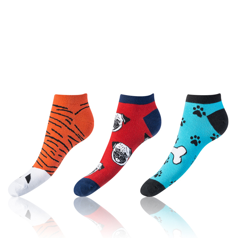 Levně Bellinda 
CRAZY IN-SHOE SOCKS 3x - Modern color low crazy socks unisex - orange - red - blue