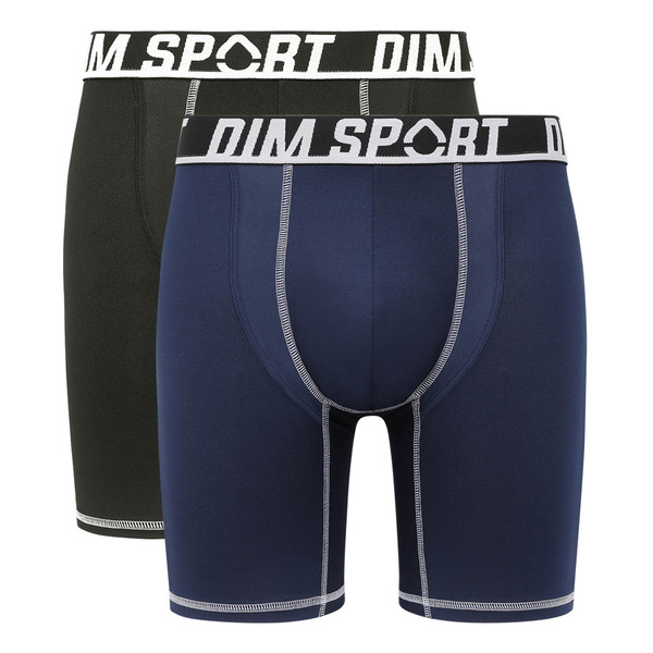 DIM SPORT LONG BOXER 2x - Pánske športové boxerky 2 ks - čierna - modrá