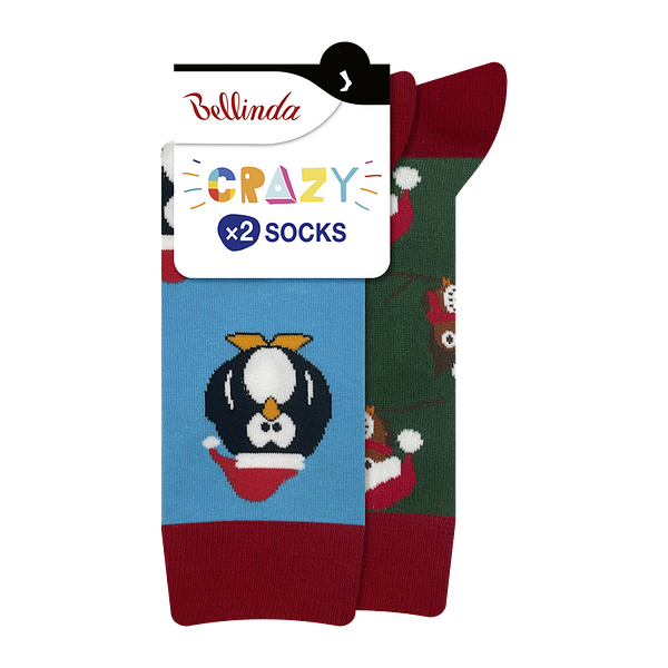Bellinda CRAZY SOCKS 2x - Cheerful Socks 2 Pairs - Light Blue - Green