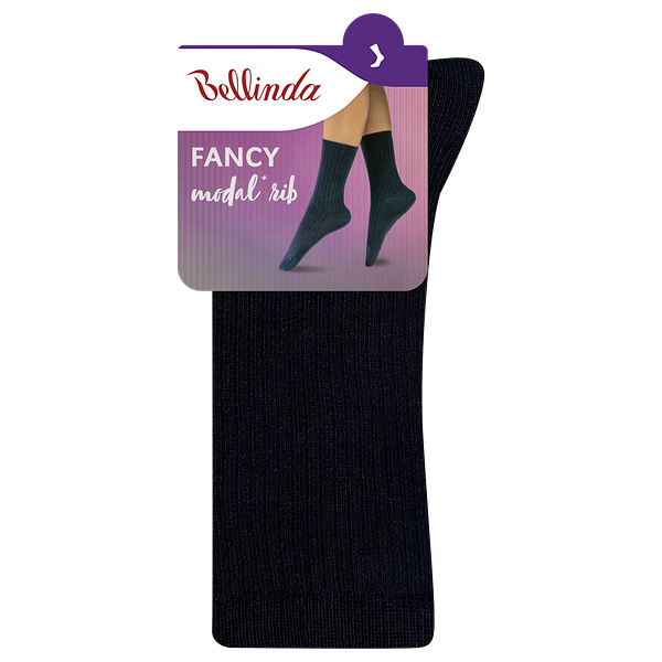 Bellinda 
FANCY RIB MODAL SOCKS - Dámske ponožky z modalu - čierna