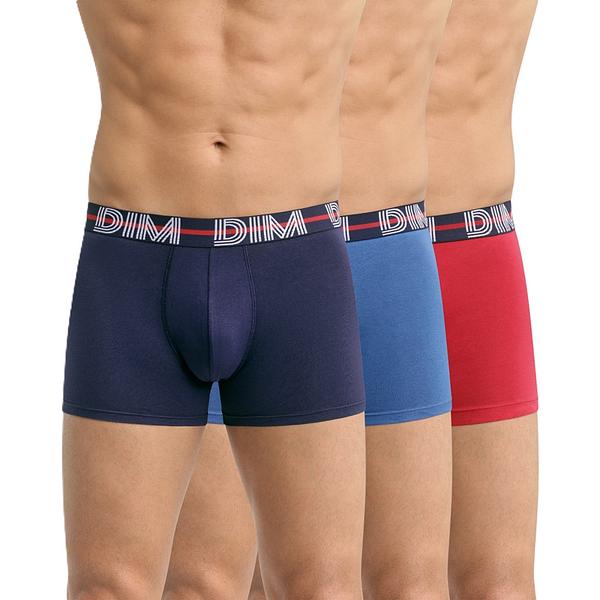 DIM POWERFUL BOXERS 3x - Pánske boxerky 3 ks - červená - tmavo modrá - svetlo modrá