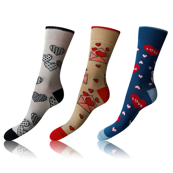 Levně Bellinda 
CRAZY SOCKS 3x - Fun crazy socks 3 pairs - blue - white - red