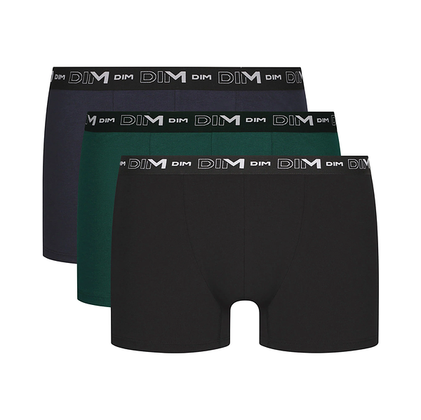 DIM COTTON STRETCH BOXER 3x - Men&#039;s Boxer Shorts 3 pcs - dark green - blue - black