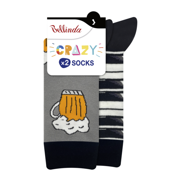 Bellinda CRAZY SOCKS 2x - Cheerful Socks 2 Pairs - Black - White