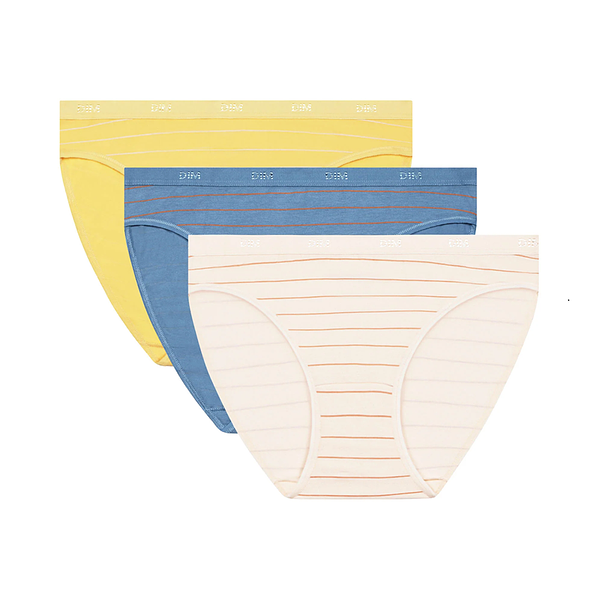 DIM LES POCKETS COTTON SLIP 3x - Women's cotton panties 3 pcs - light blue - orange - yellow