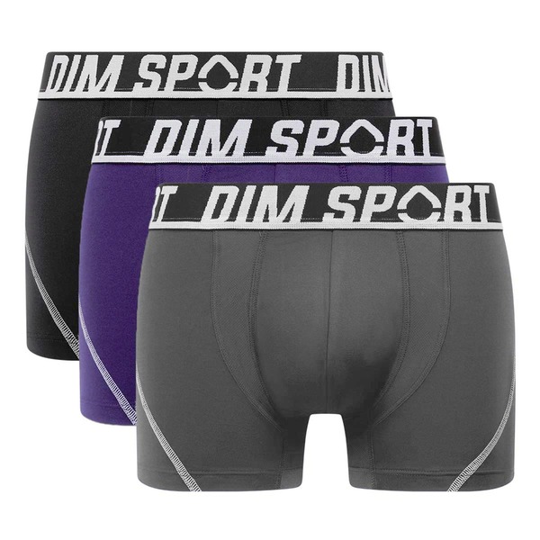 Levně DIM SPORT MICROFIBRE BOXER 3x - Men's sports boxer briefs 3 pcs - gray - blue - black