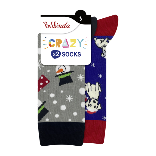 Bellinda CRAZY SOCKS 2x - Cheerful Socks 2 Pairs - Grey - Blue