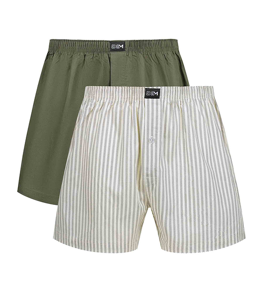 DIM COTTON STRETCH LOOSE BOXER 2x - Men's loose boxer shorts 2 pcs - grey - green
