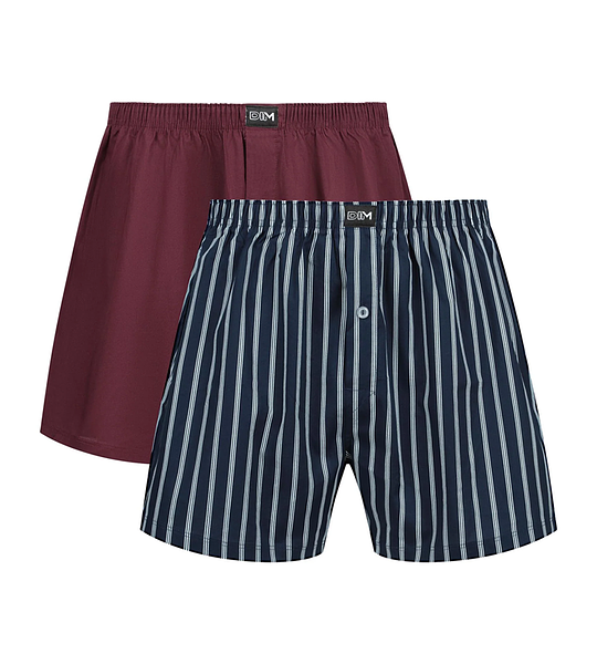 DIM COTTON STRETCH LOOSE BOXER 2x - Men's loose boxer shorts 2 pcs - dark red - dark blue