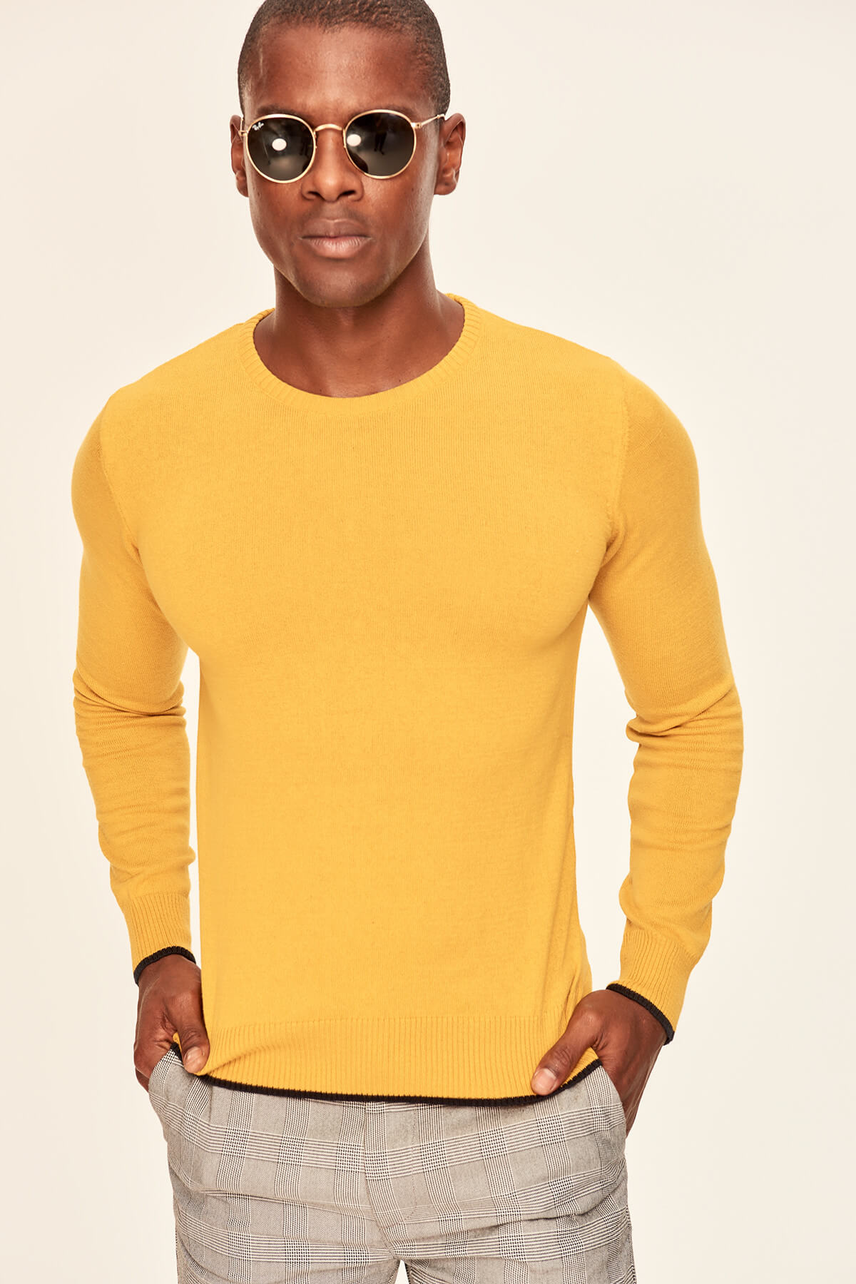 Trendyol The Mustard Men Sweater-Bicycle Collar Basic Slim Fit